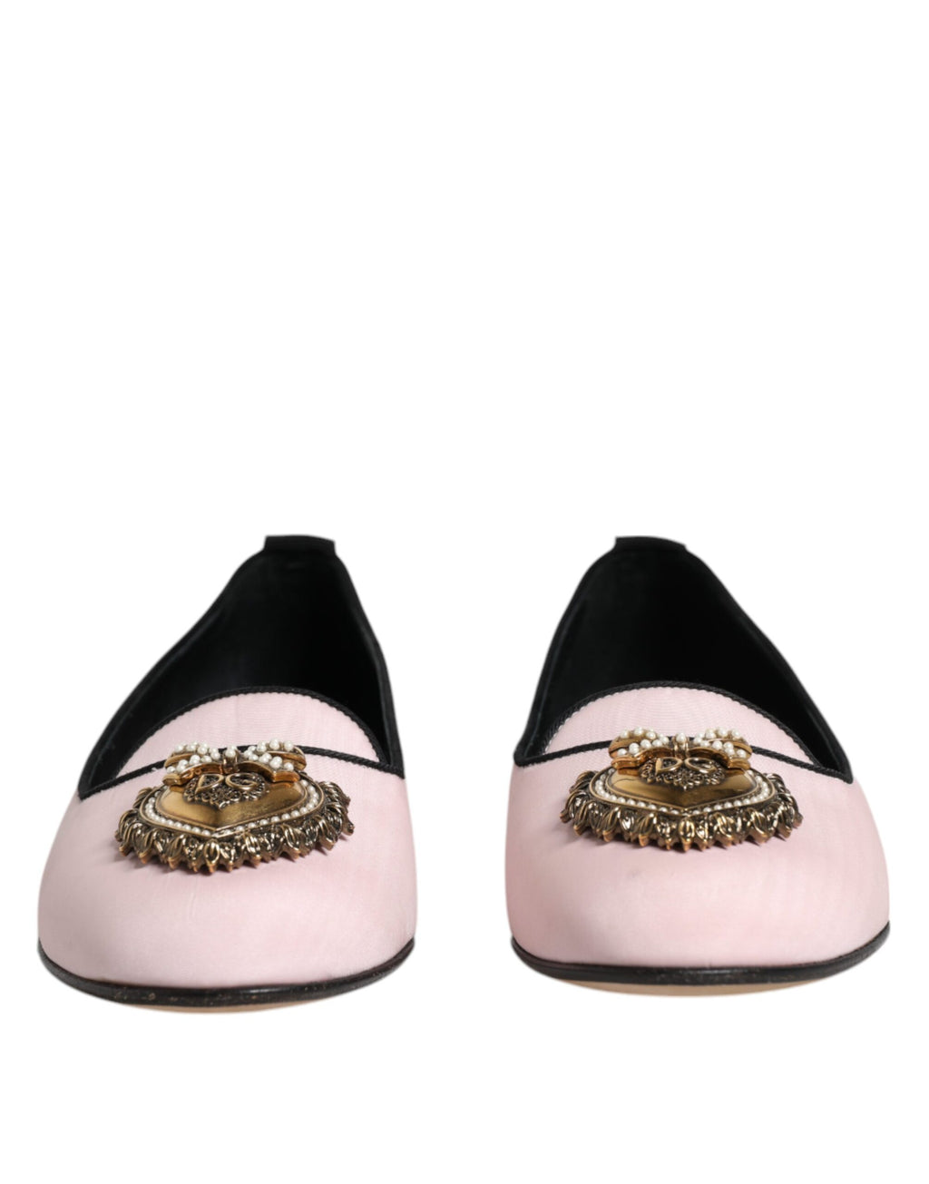 Chaussures plates à enfiler en velours rose clair Dolce & Gabbana
