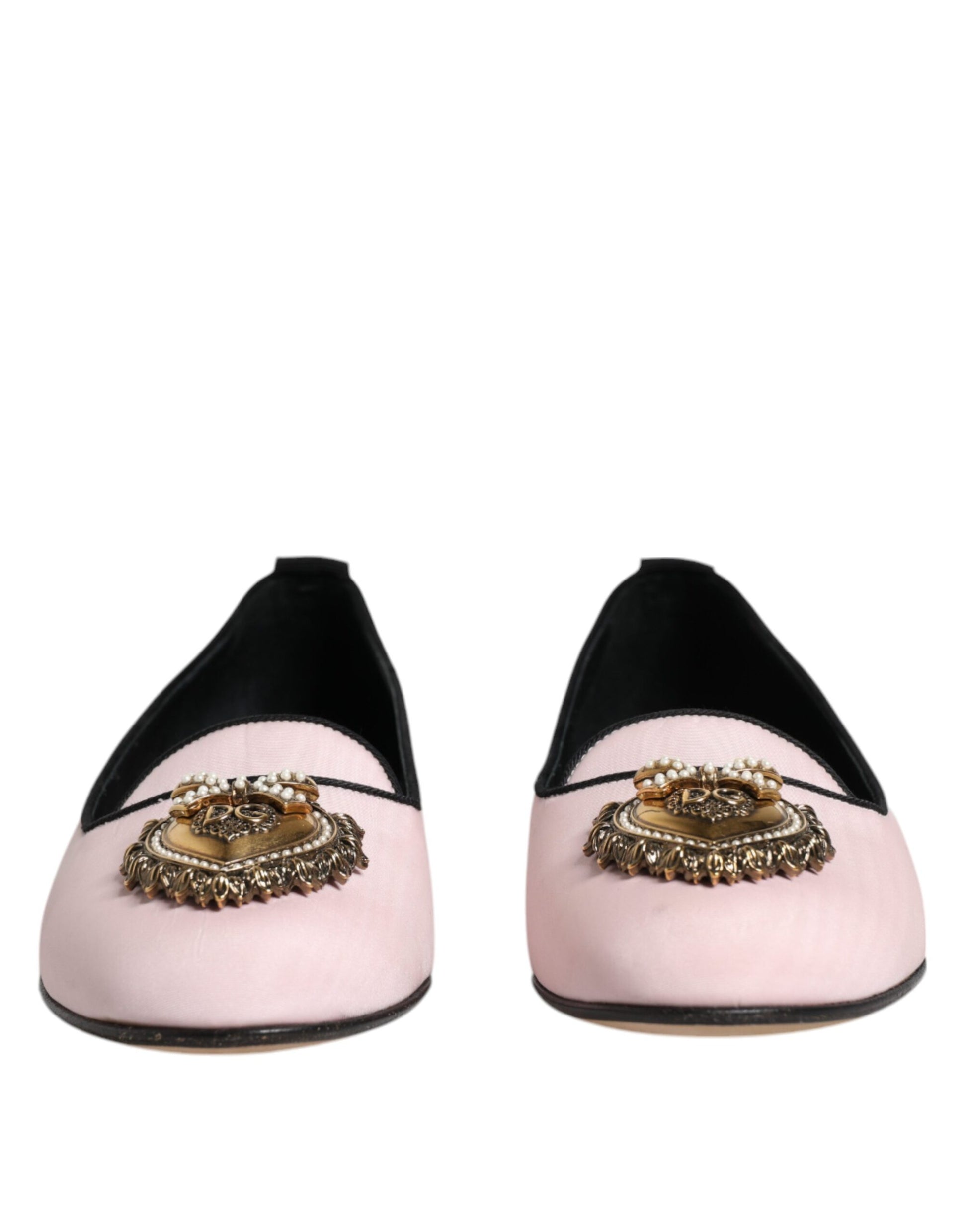 Chaussures plates à enfiler en velours rose clair Dolce & Gabbana