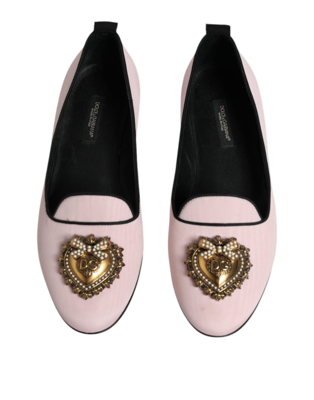 Chaussures plates à enfiler en velours rose clair Dolce & Gabbana