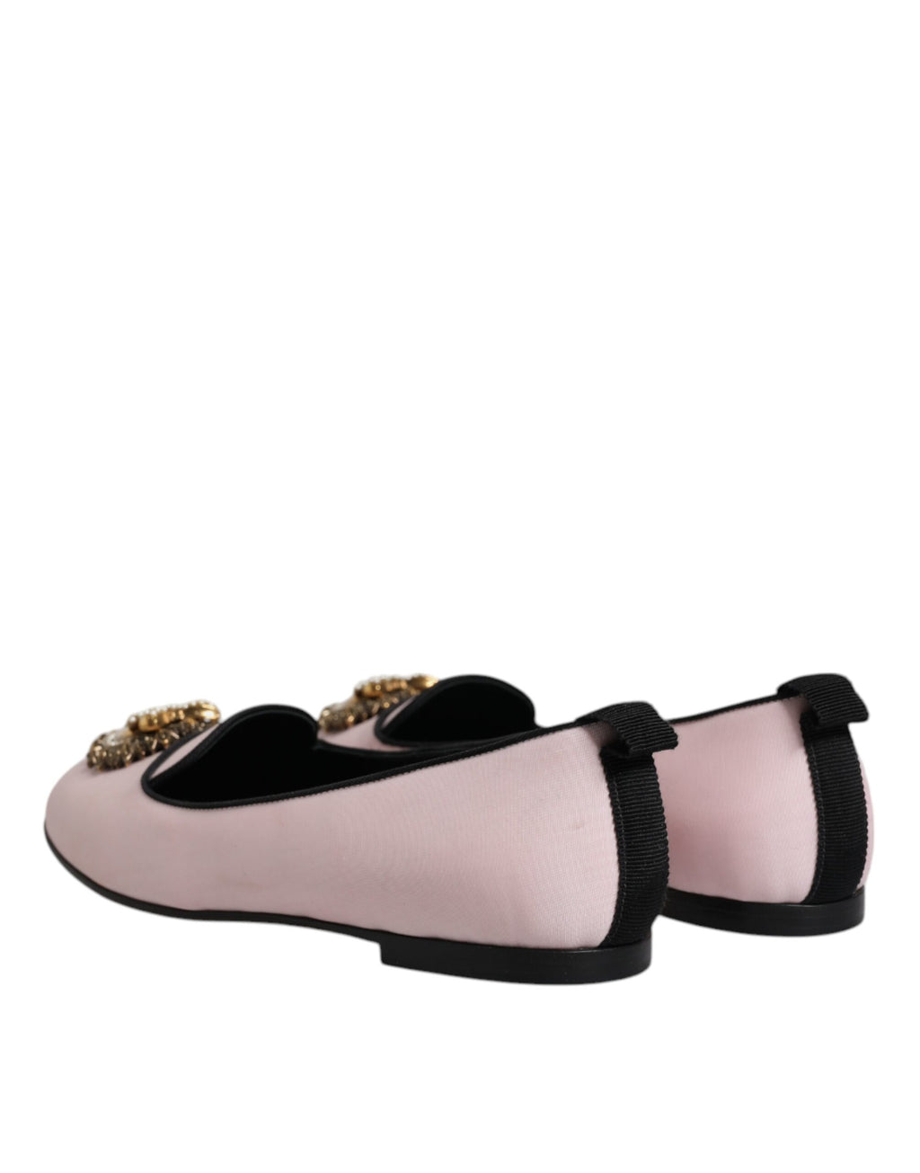Chaussures plates à enfiler en velours rose clair Dolce & Gabbana