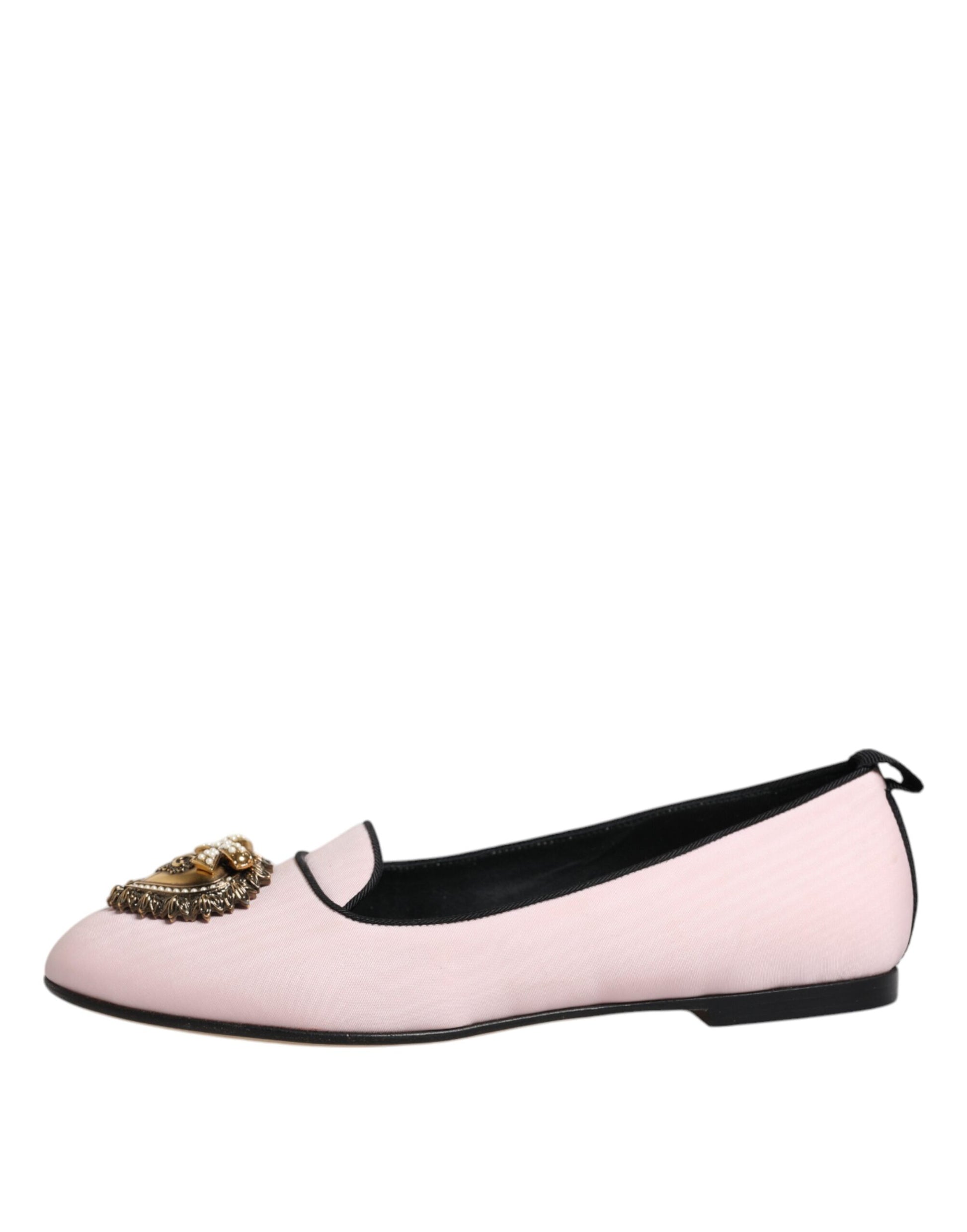 Chaussures plates à enfiler en velours rose clair Dolce & Gabbana