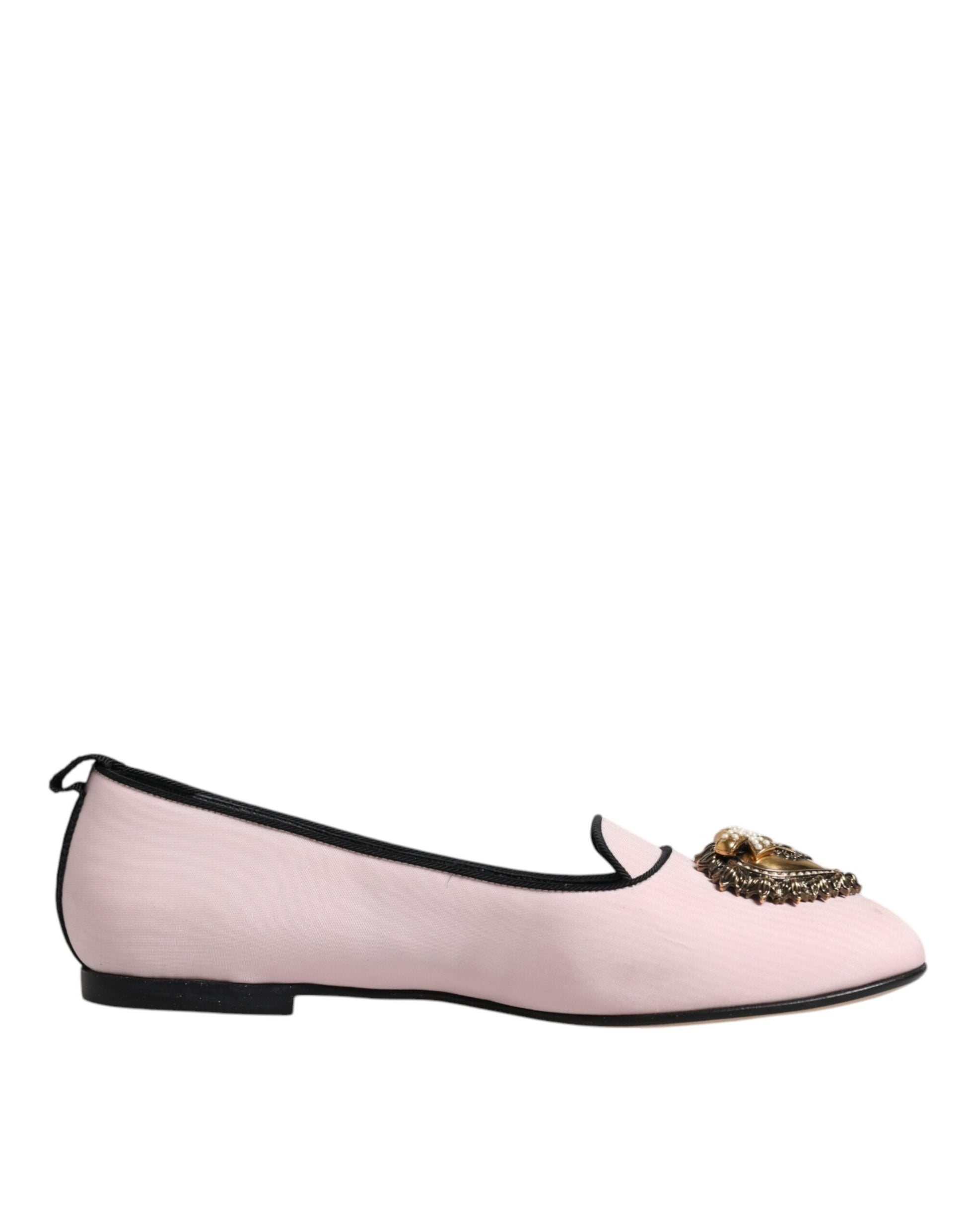 Chaussures plates à enfiler en velours rose clair Dolce & Gabbana