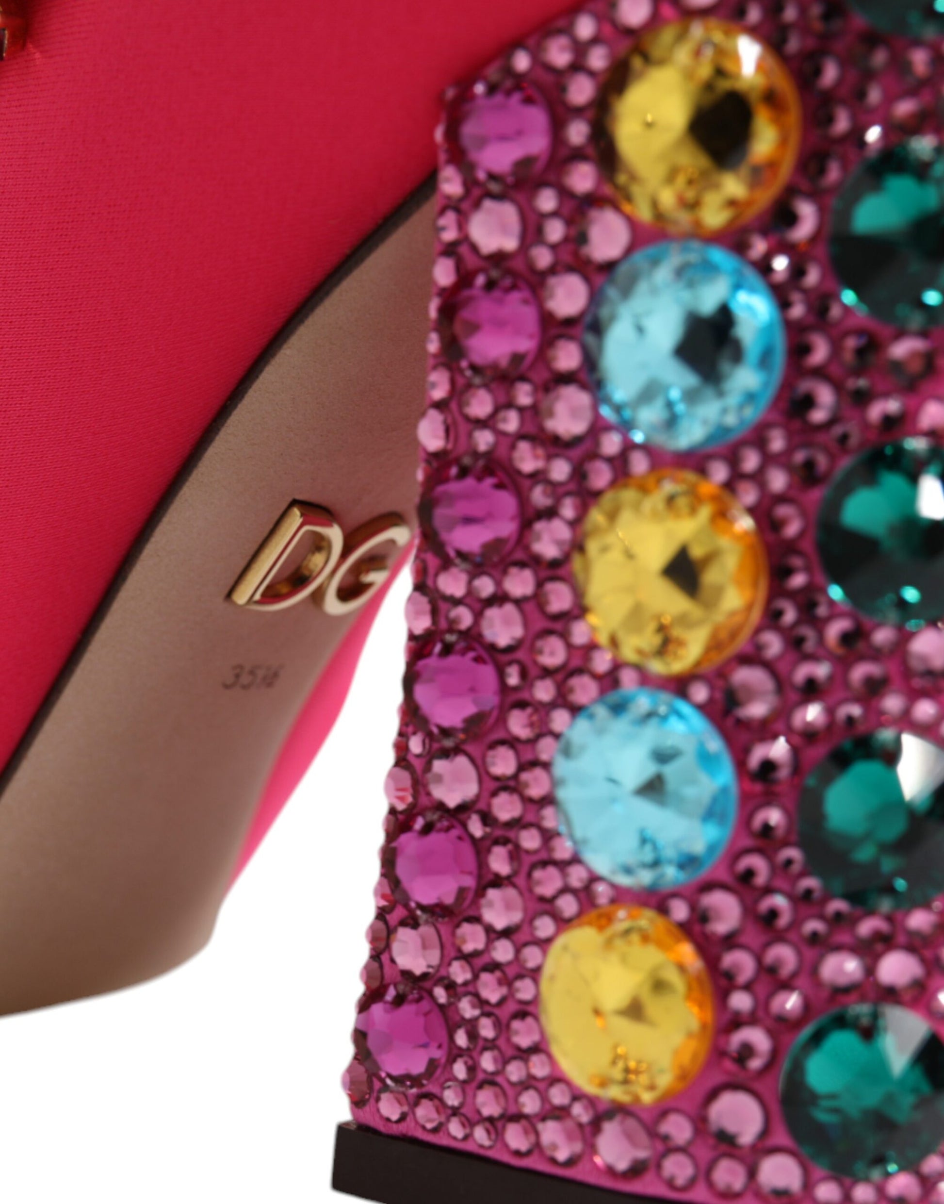Bottes hautes Dolce & Gabbana Vally en nylon rose avec cristaux