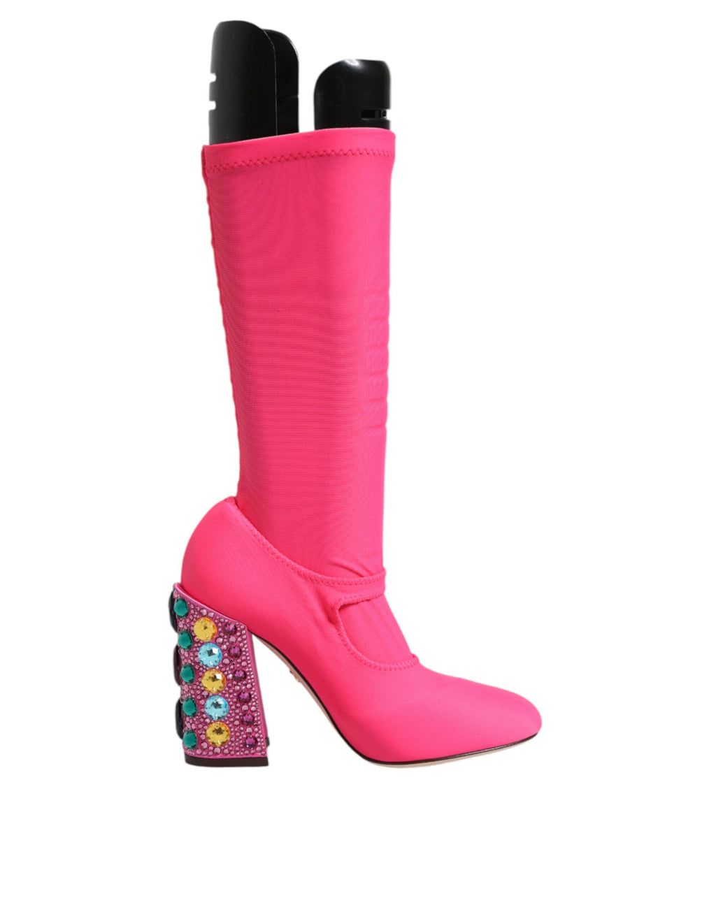 Bottes hautes Dolce & Gabbana Vally en nylon rose avec cristaux