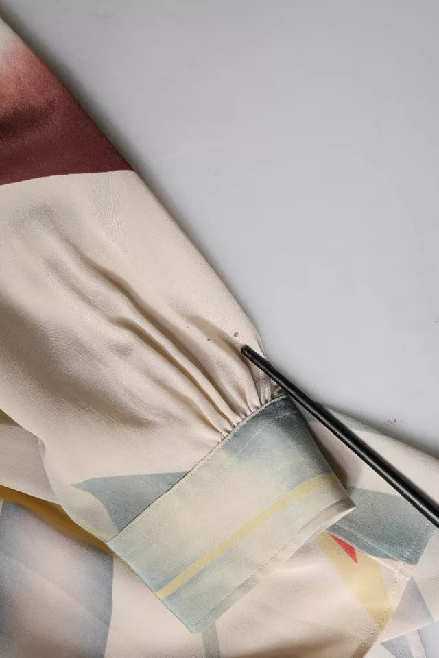 Etro Beige Bedruckte Bluse mit Kragen, Knöpfen und langen Ärmeln