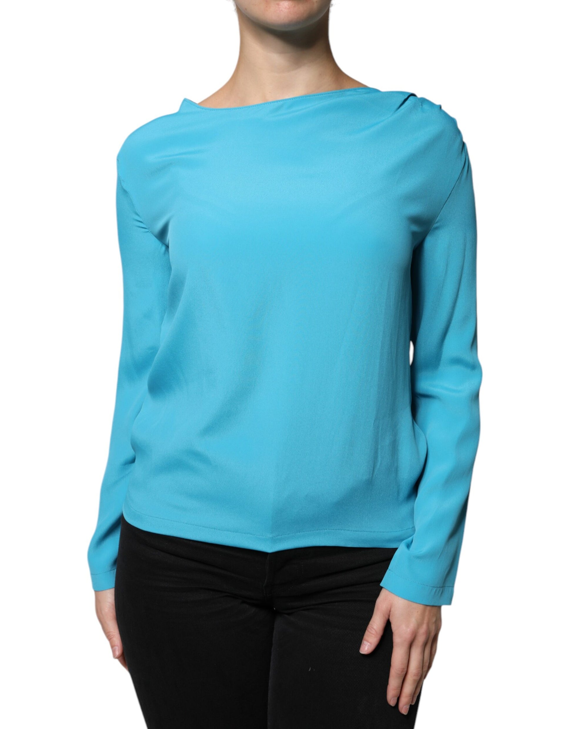Haut blouse à manches longues et col rond bleu Boutique Moschino