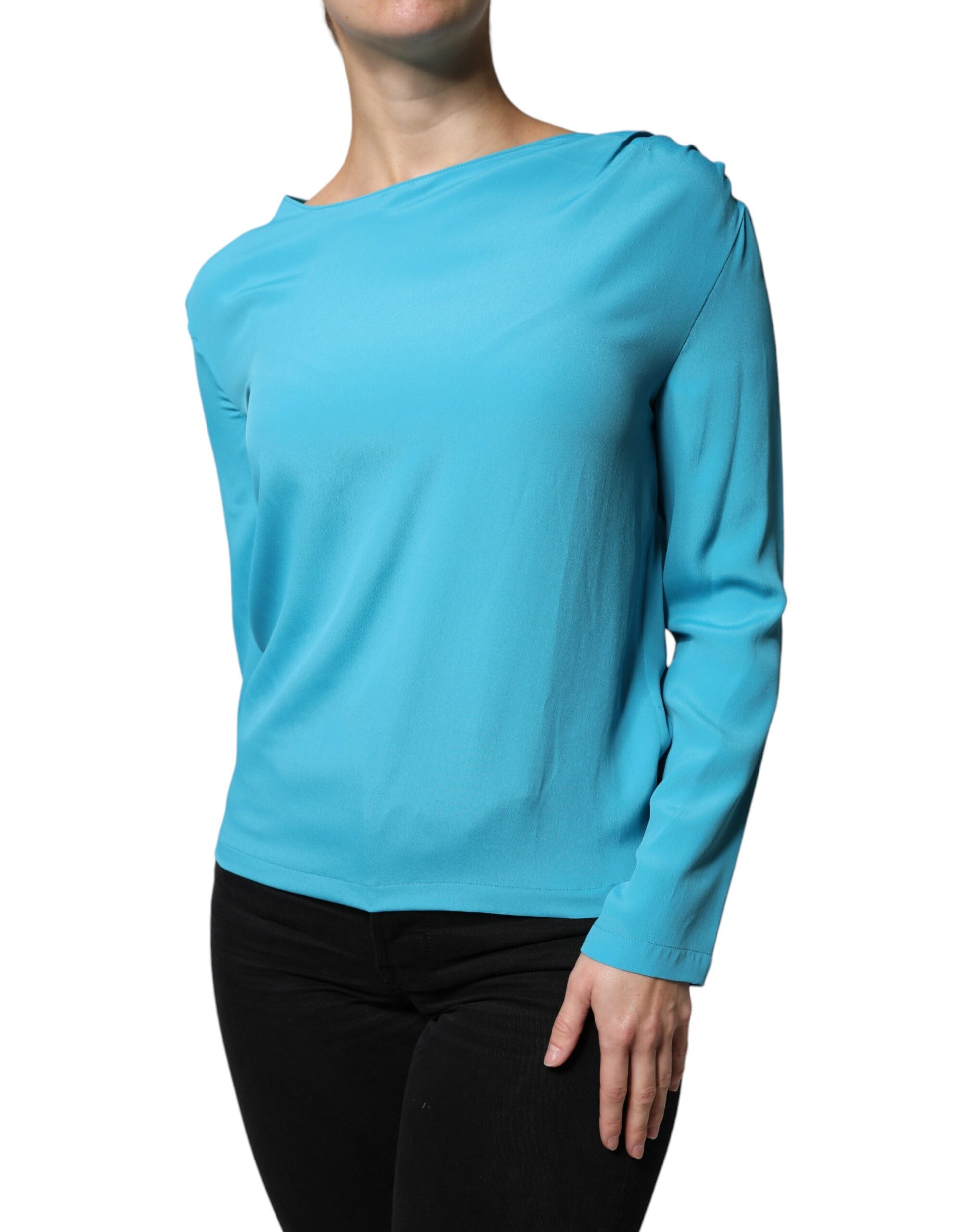 Haut blouse à manches longues et col rond bleu Boutique Moschino