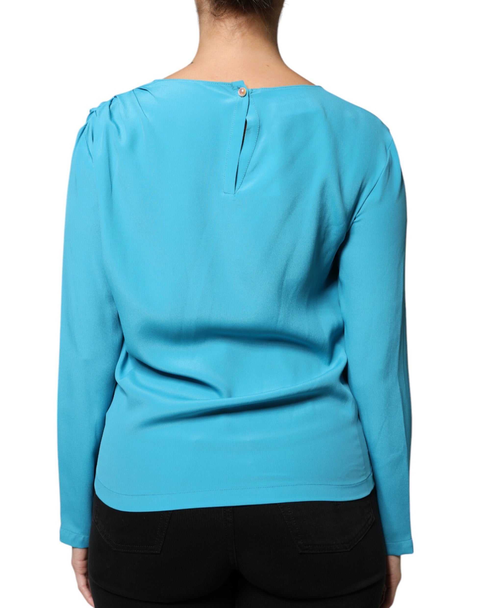Haut blouse à manches longues et col rond bleu Boutique Moschino