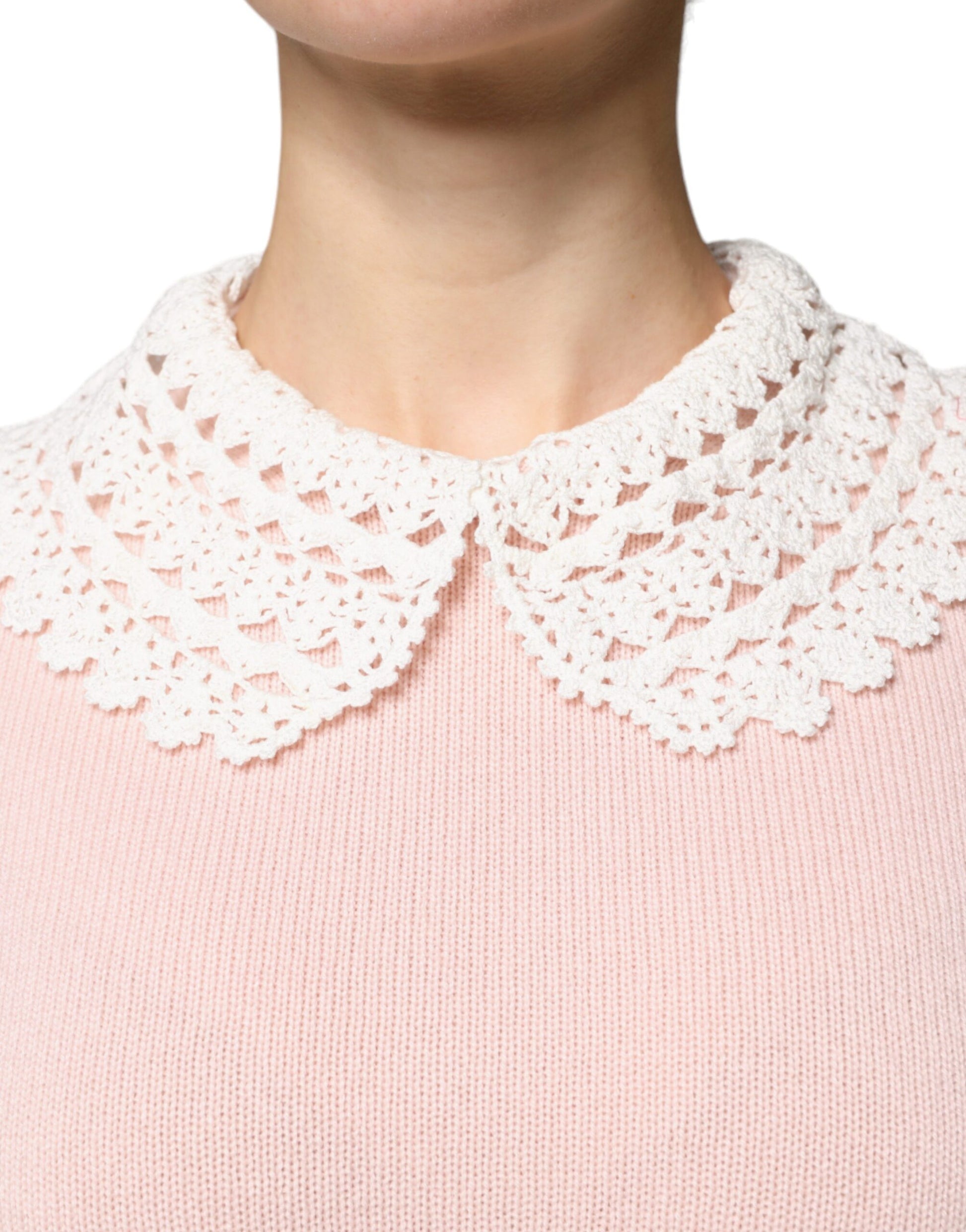 Top en maille à manches longues avec col en cachemire rose Dolce & Gabbana