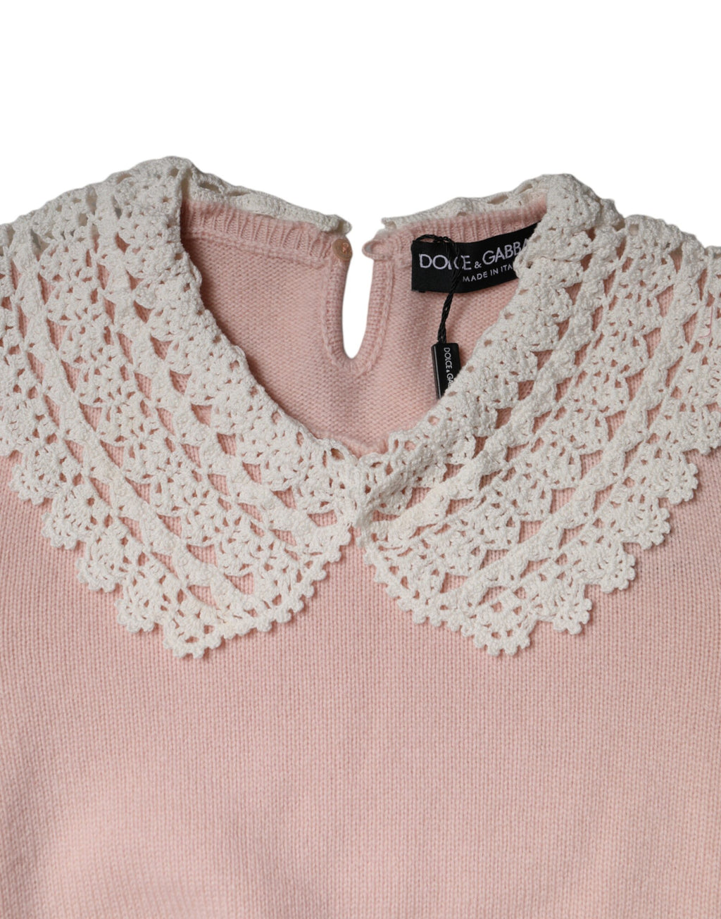 Top en maille à manches longues avec col en cachemire rose Dolce & Gabbana