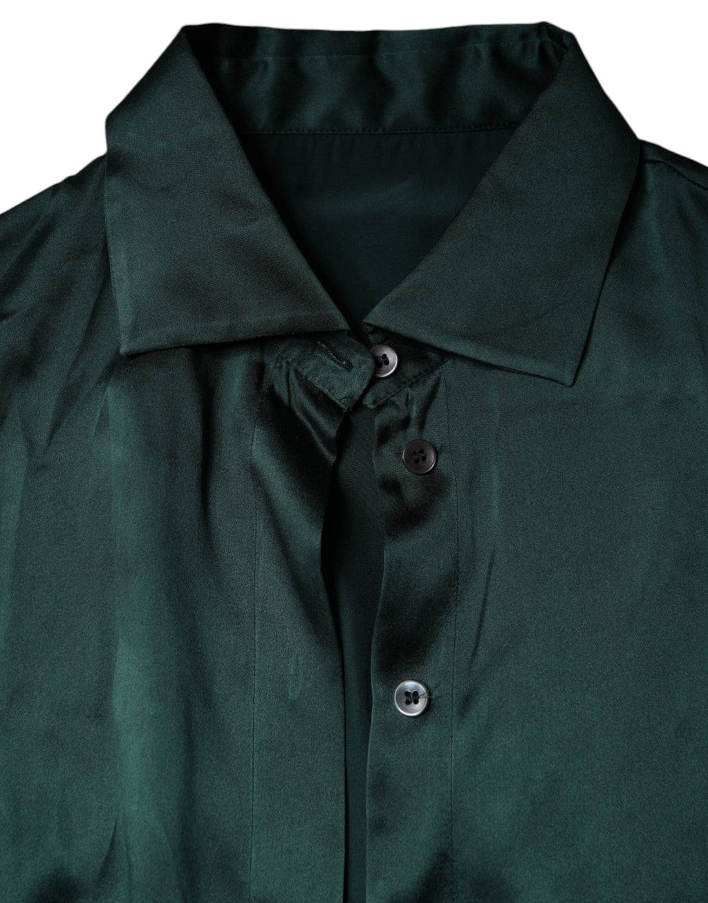 Blouse haut à manches longues en soie vert foncé Dolce & Gabbana
