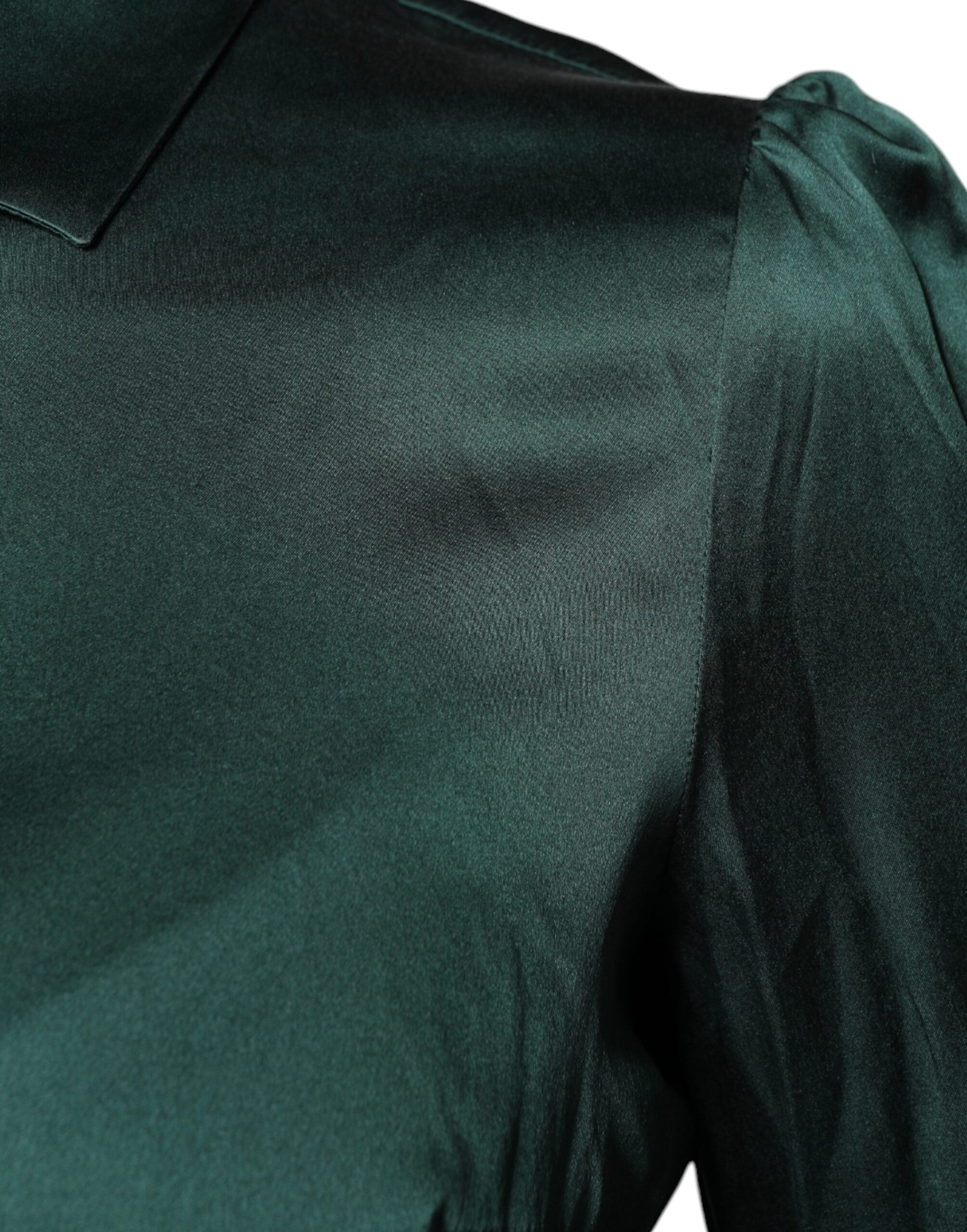 Blouse haut à manches longues en soie vert foncé Dolce & Gabbana
