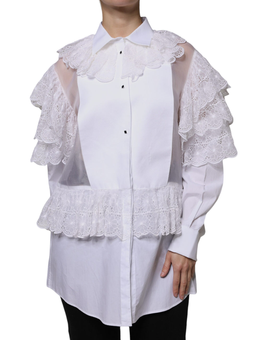 Chemisier-robe en popeline de coton blanc Dolce & Gabbana