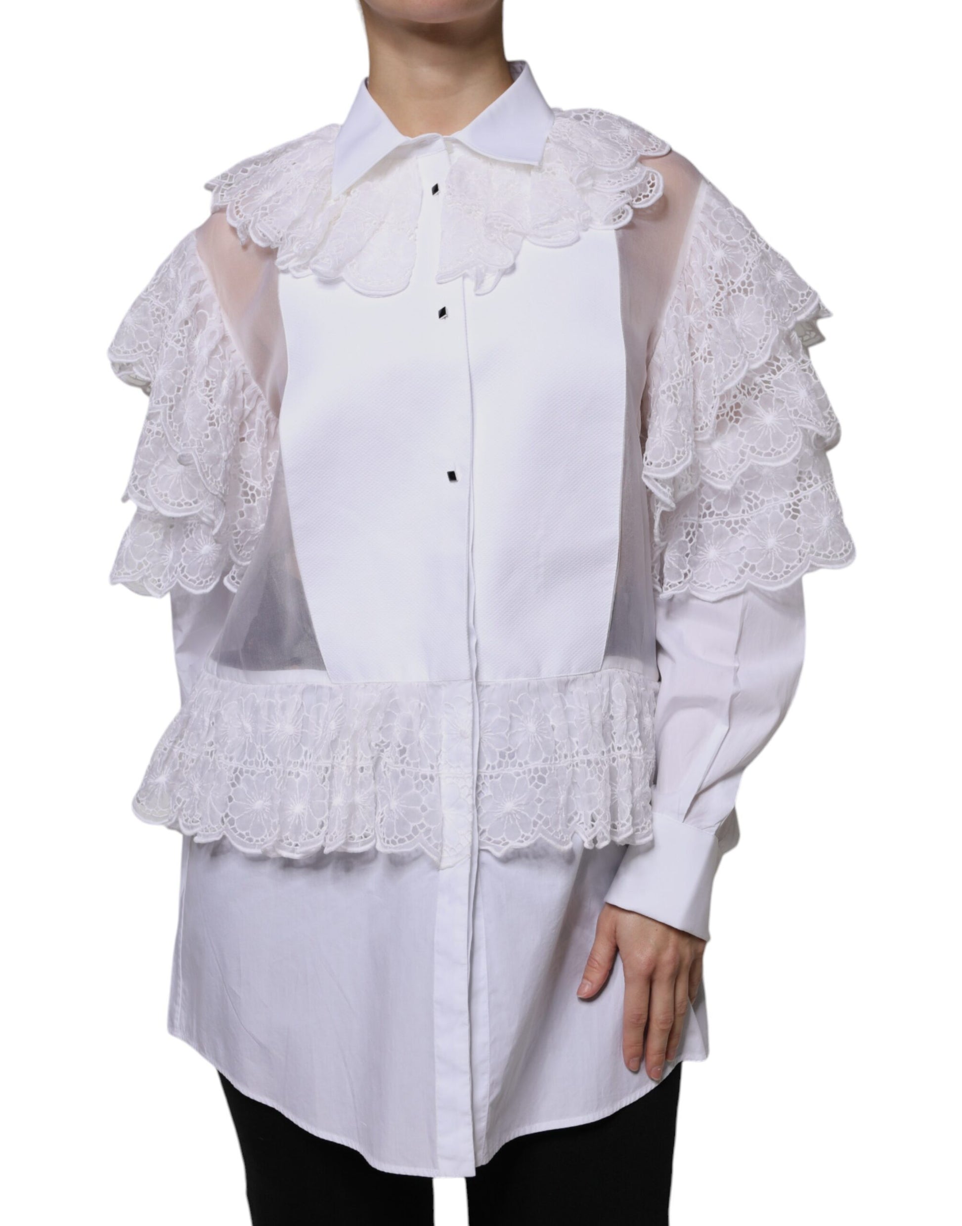 Chemisier-robe en popeline de coton blanc Dolce & Gabbana