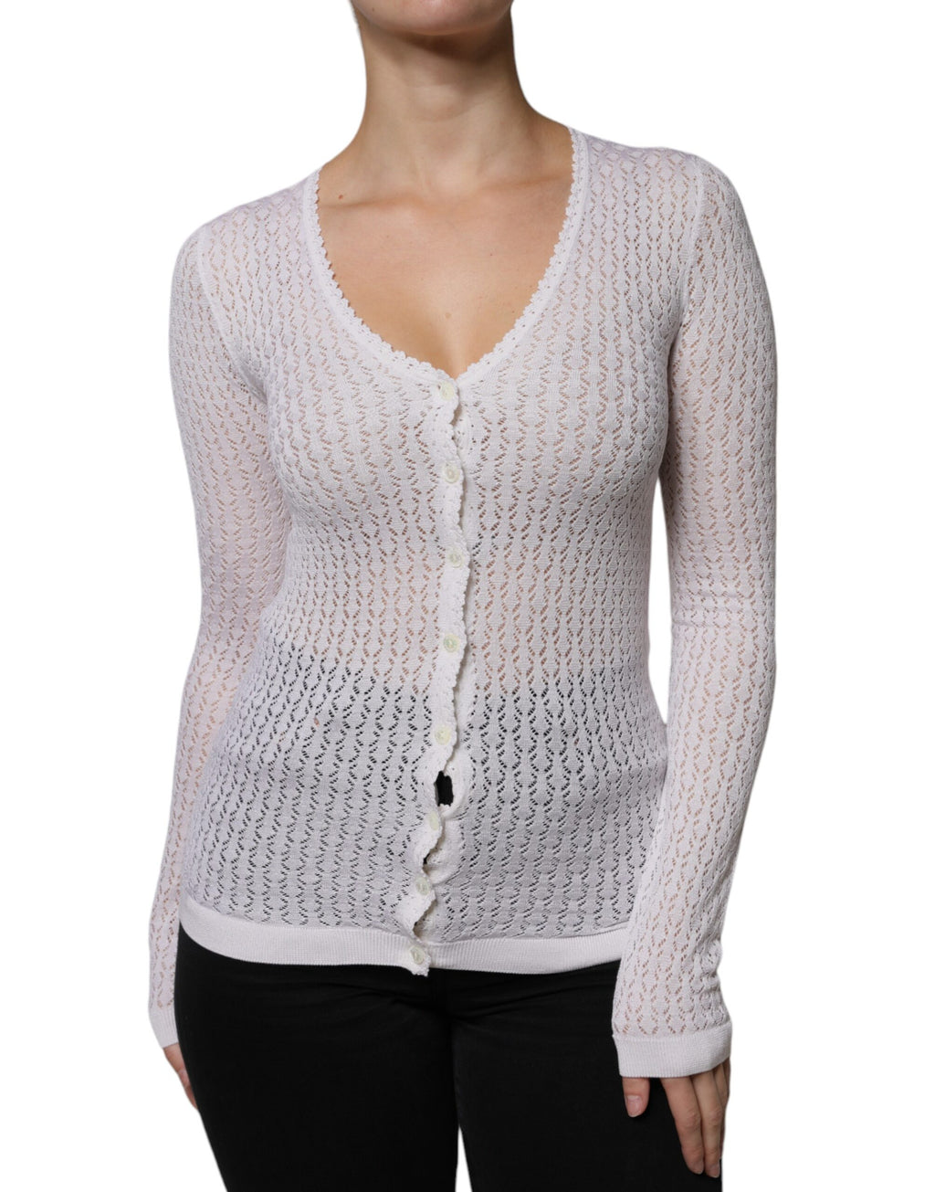 Cardigan en soie blanc à boutons Dolce & Gabbana
