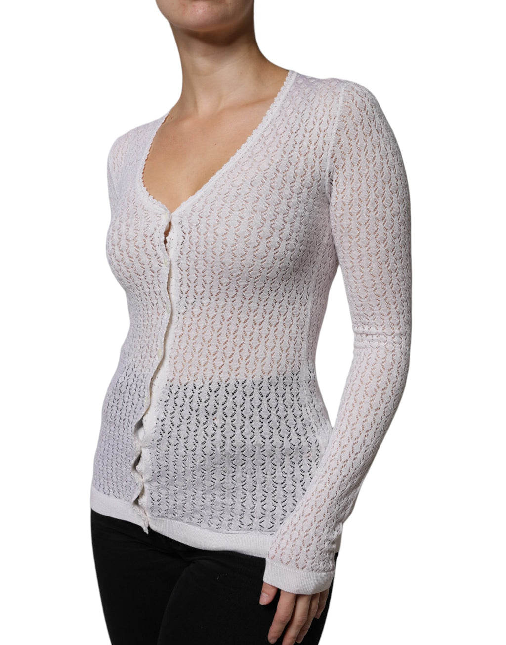 Cardigan en soie blanc à boutons Dolce & Gabbana