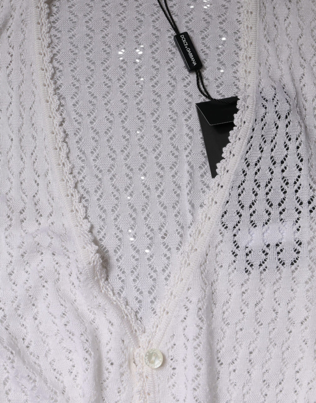 Cardigan en soie blanc à boutons Dolce & Gabbana