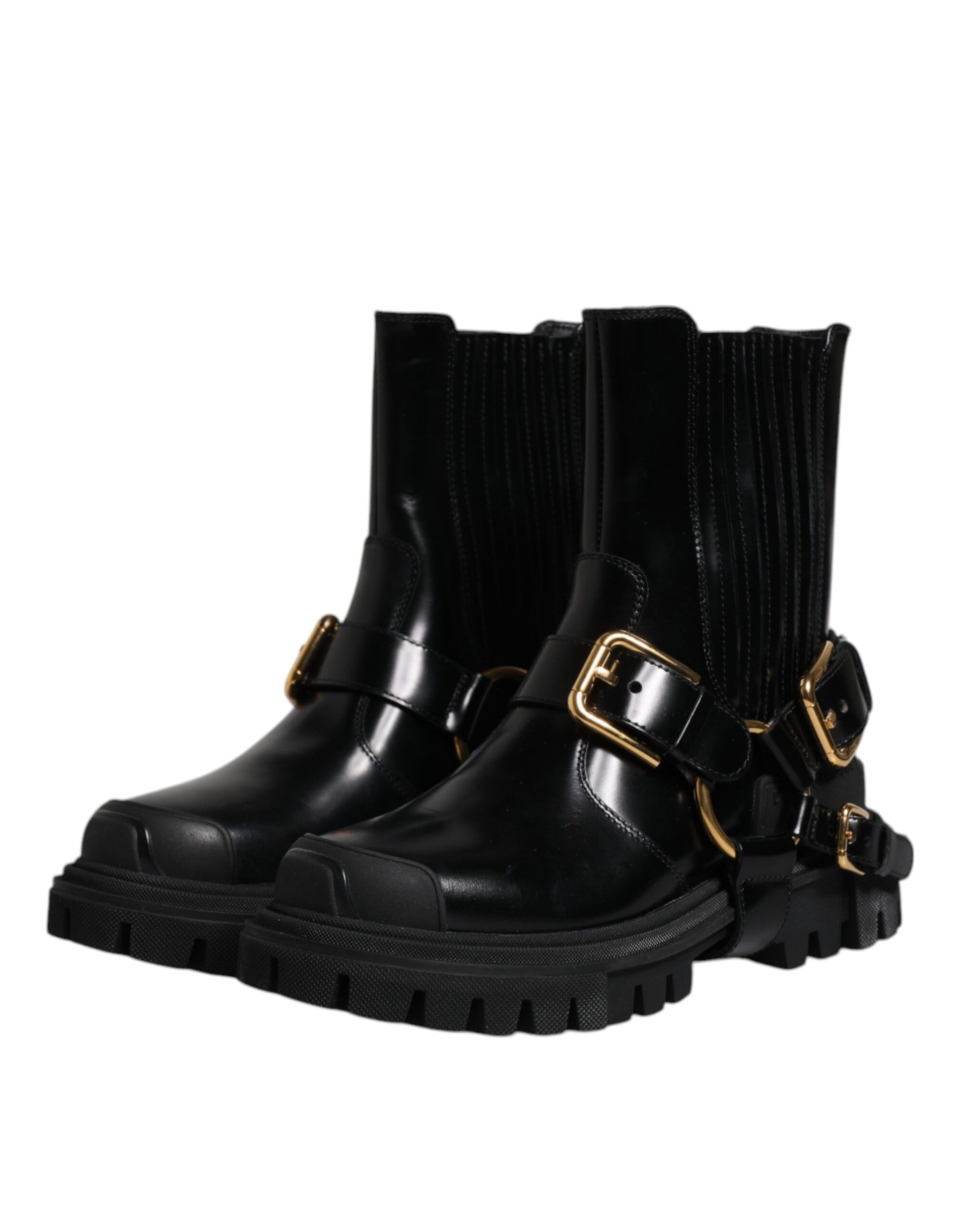 Chaussures Bottines Trekking Stretch Dolce & Gabbana en Cuir Noir à Enfiler