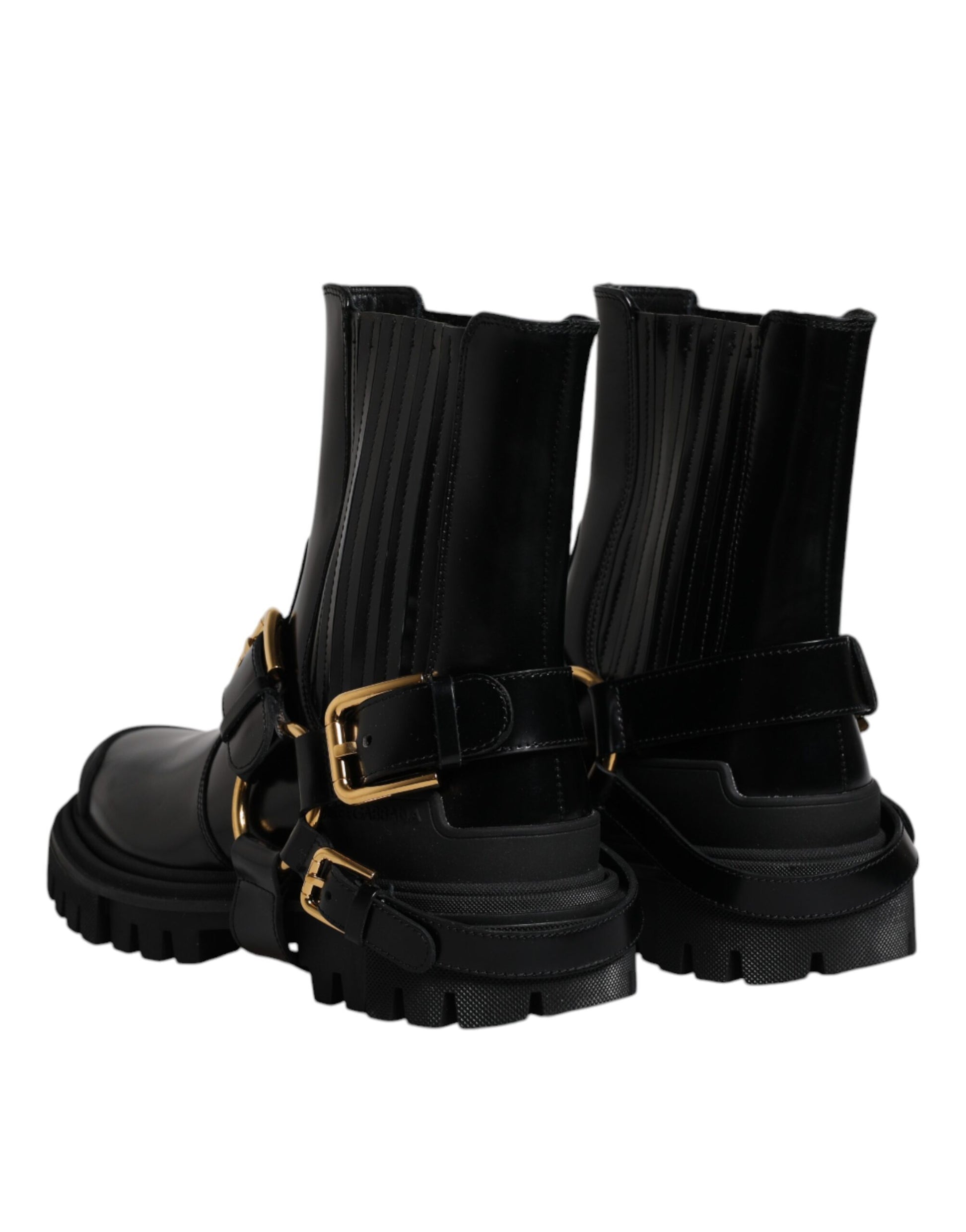 Chaussures Bottines Trekking Stretch Dolce & Gabbana en Cuir Noir à Enfiler