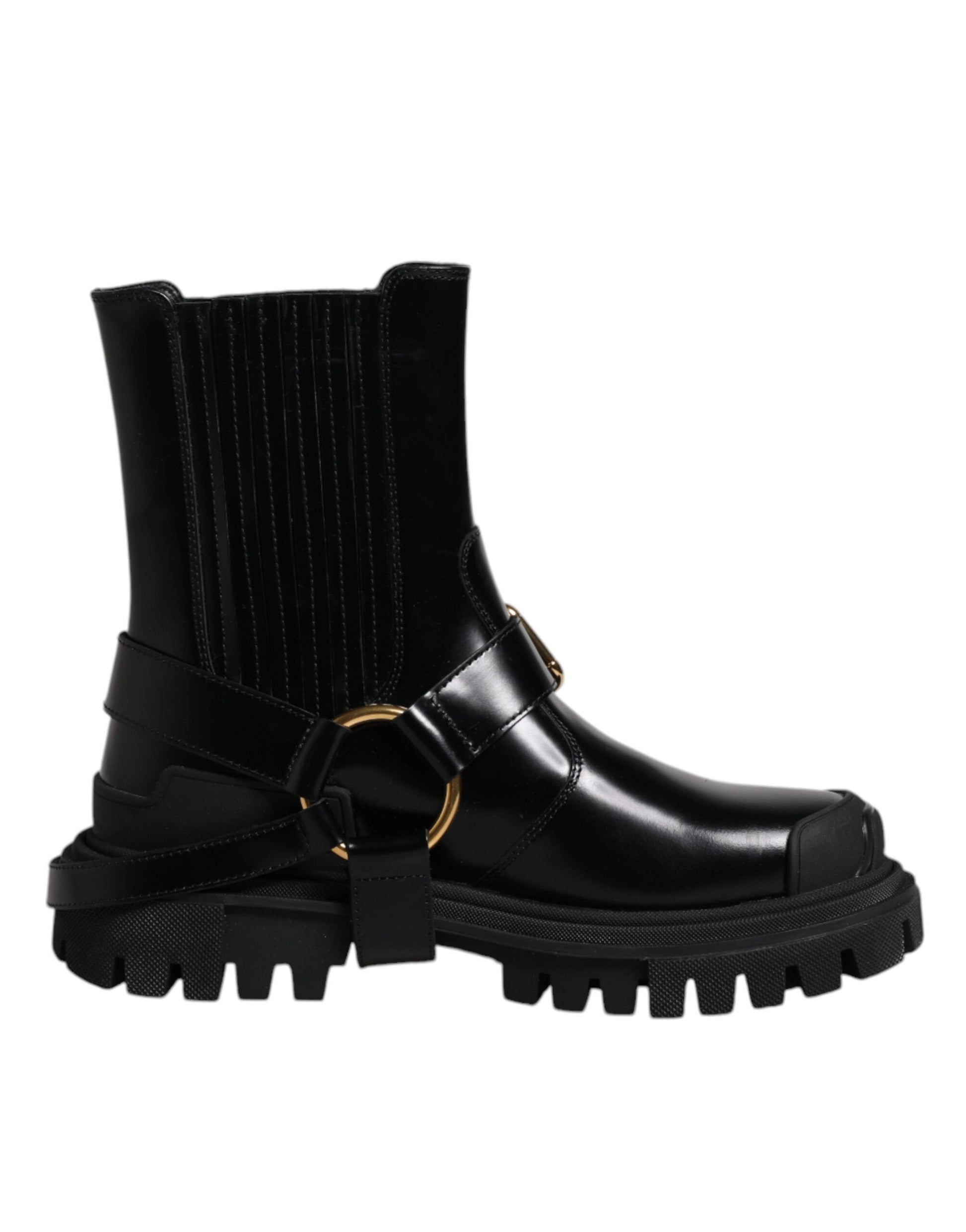 Chaussures Bottines Trekking Stretch Dolce & Gabbana en Cuir Noir à Enfiler