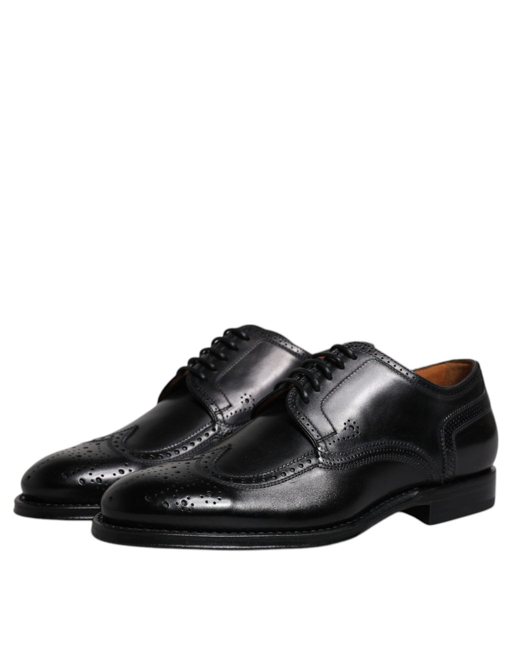 Chaussures habillées Richelieu en cuir noir à bout fleuri Dolce & Gabbana