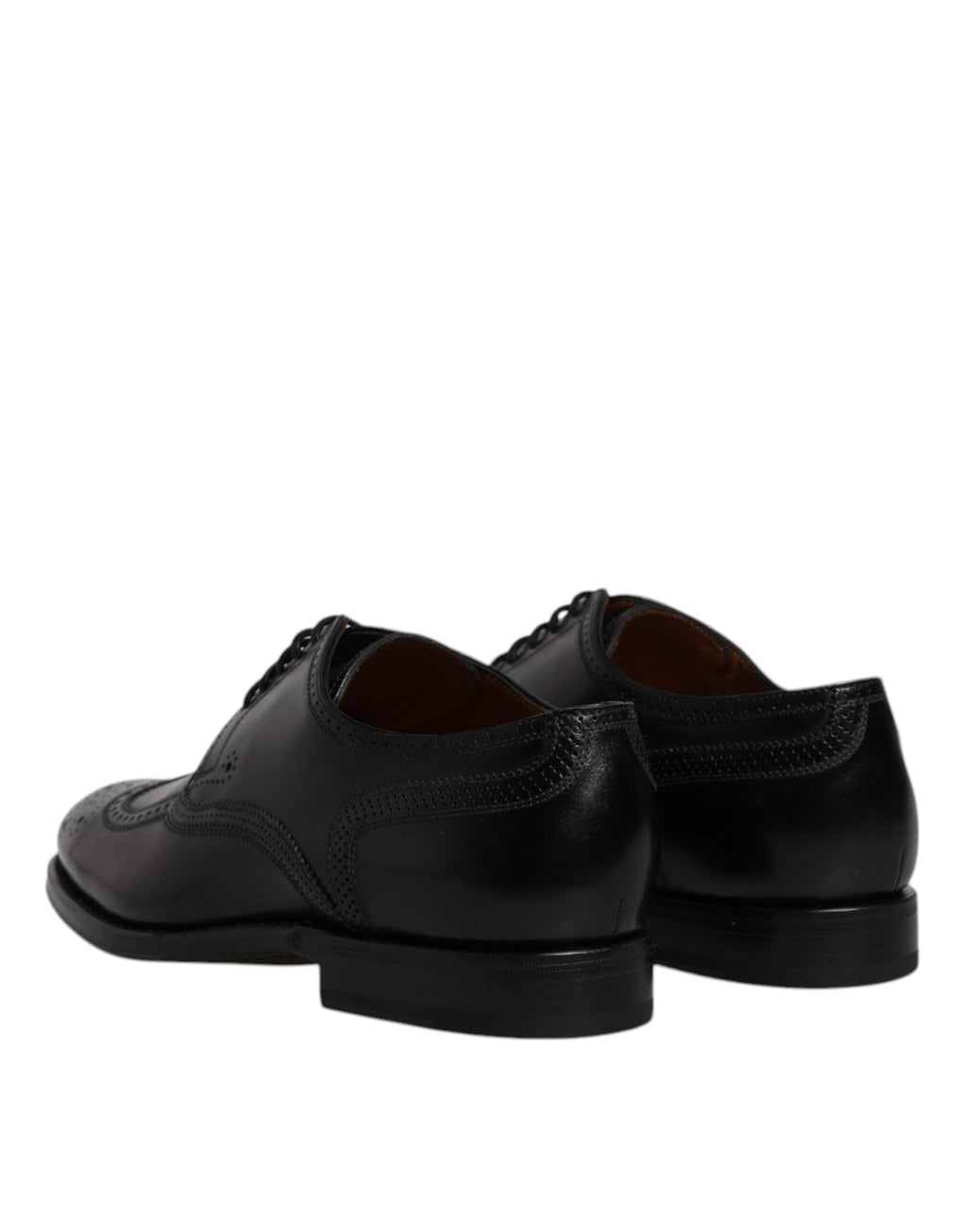 Chaussures habillées Richelieu en cuir noir à bout fleuri Dolce & Gabbana