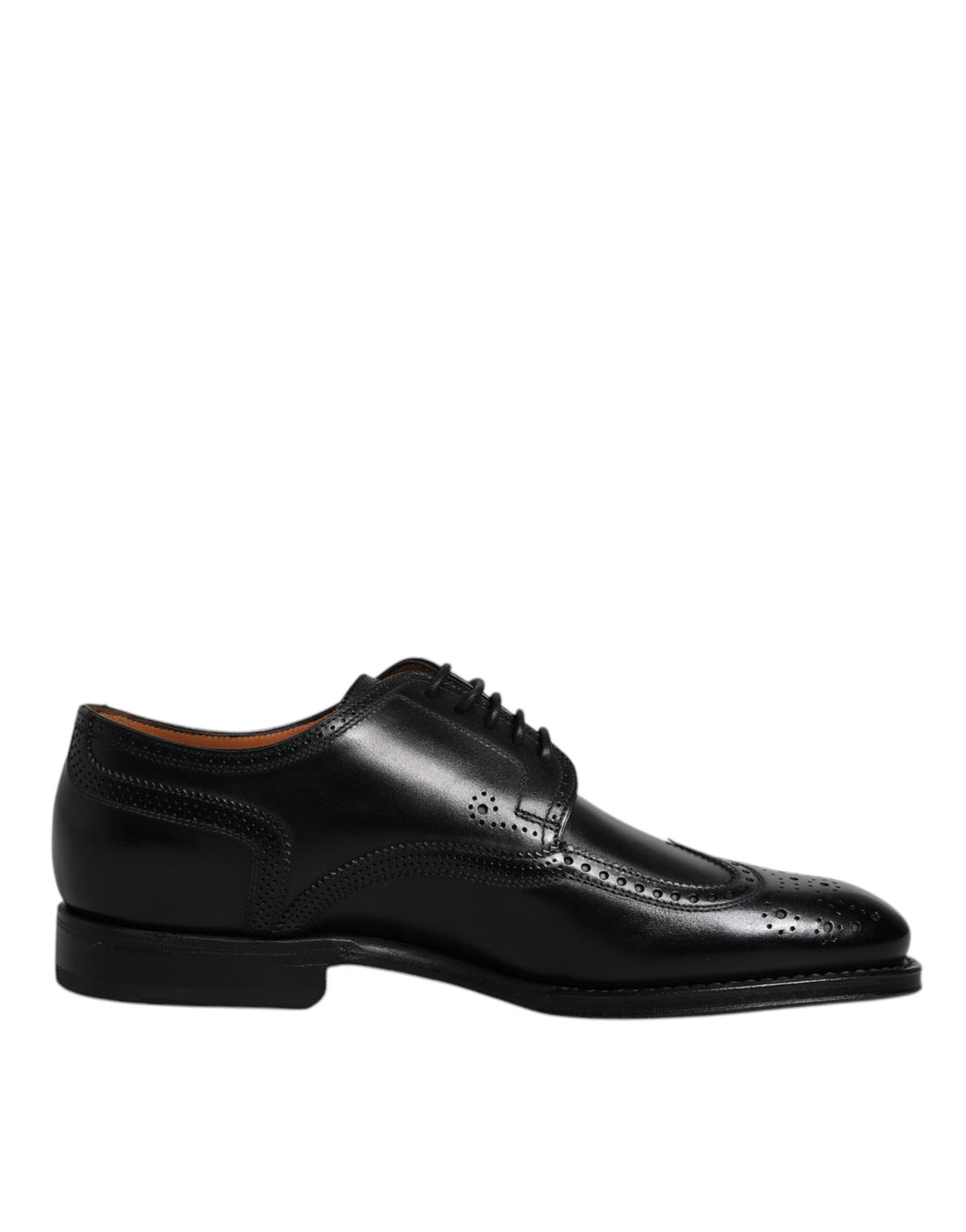 Chaussures habillées Richelieu en cuir noir à bout fleuri Dolce & Gabbana