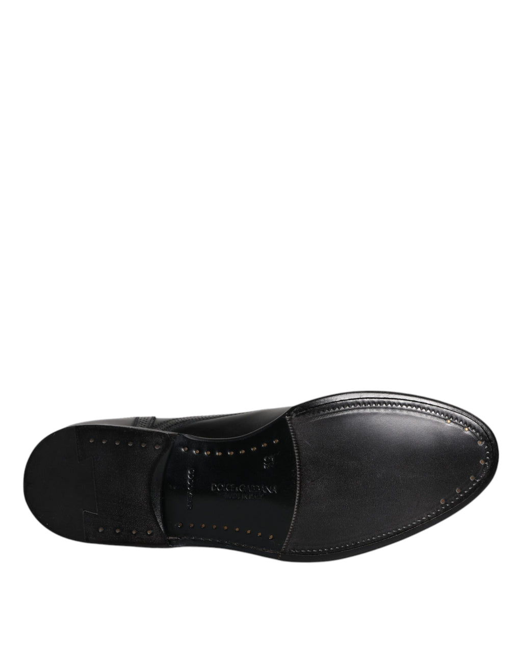 Chaussures habillées Richelieu en cuir noir à bout fleuri Dolce & Gabbana