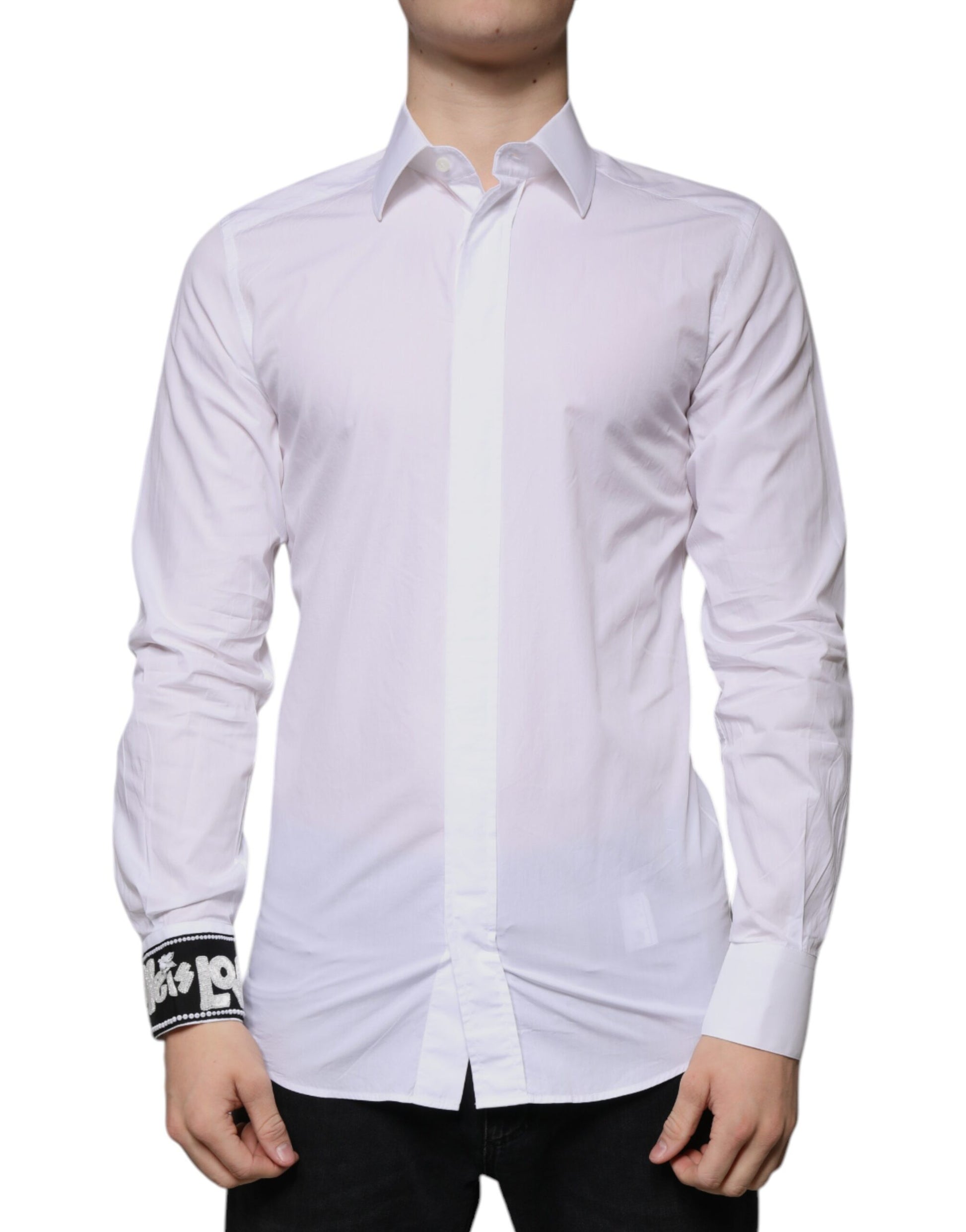 Chemise habillée slim fit Dolce & Gabbana GOLD pour homme en coton blanc