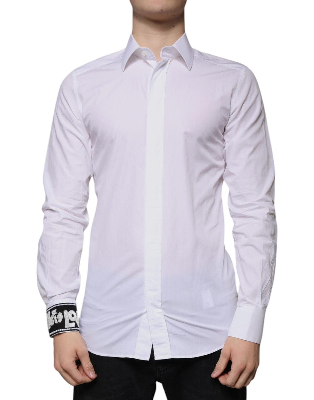 Chemise habillée slim fit Dolce & Gabbana GOLD pour homme en coton blanc