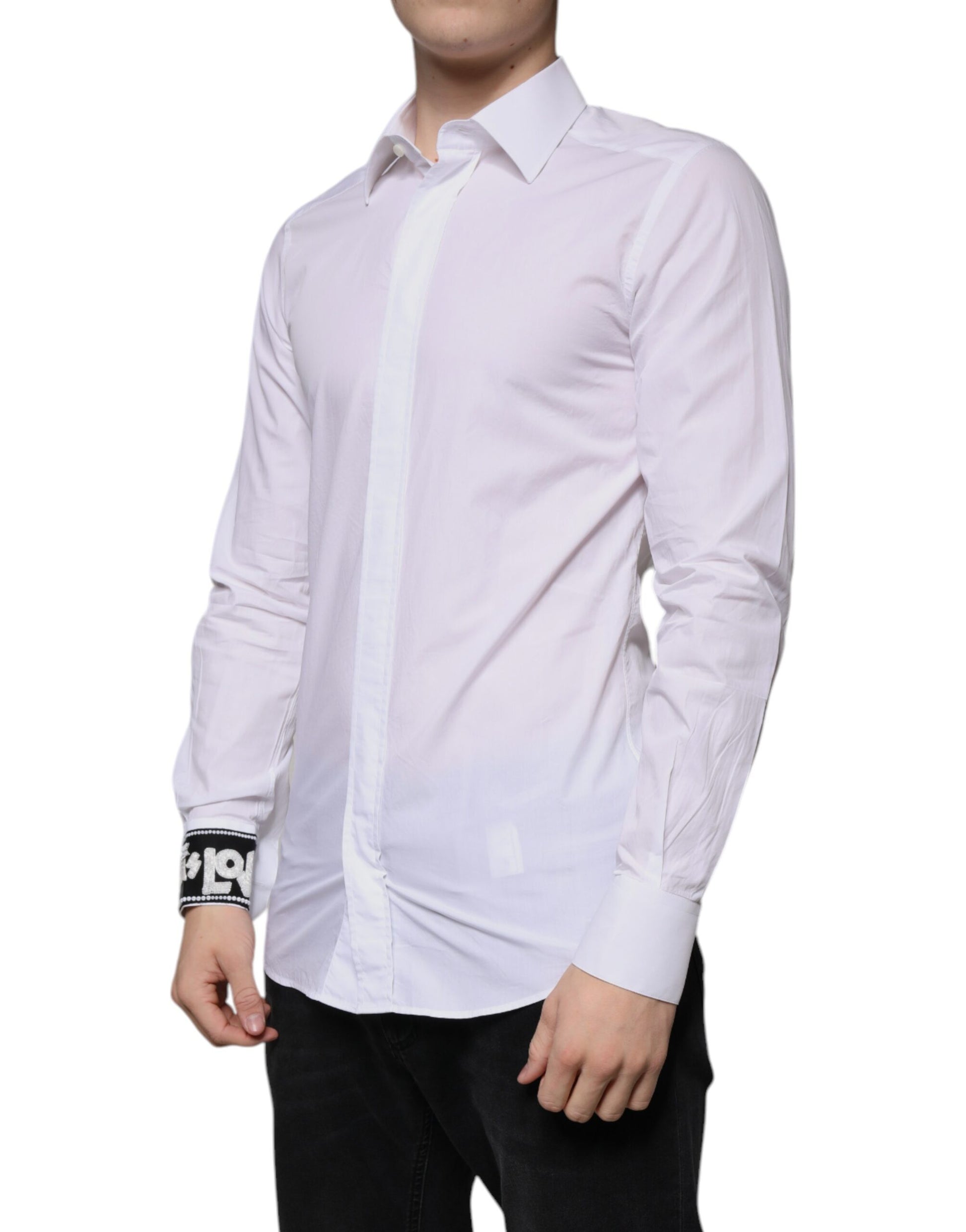 Chemise habillée slim fit Dolce & Gabbana GOLD pour homme en coton blanc