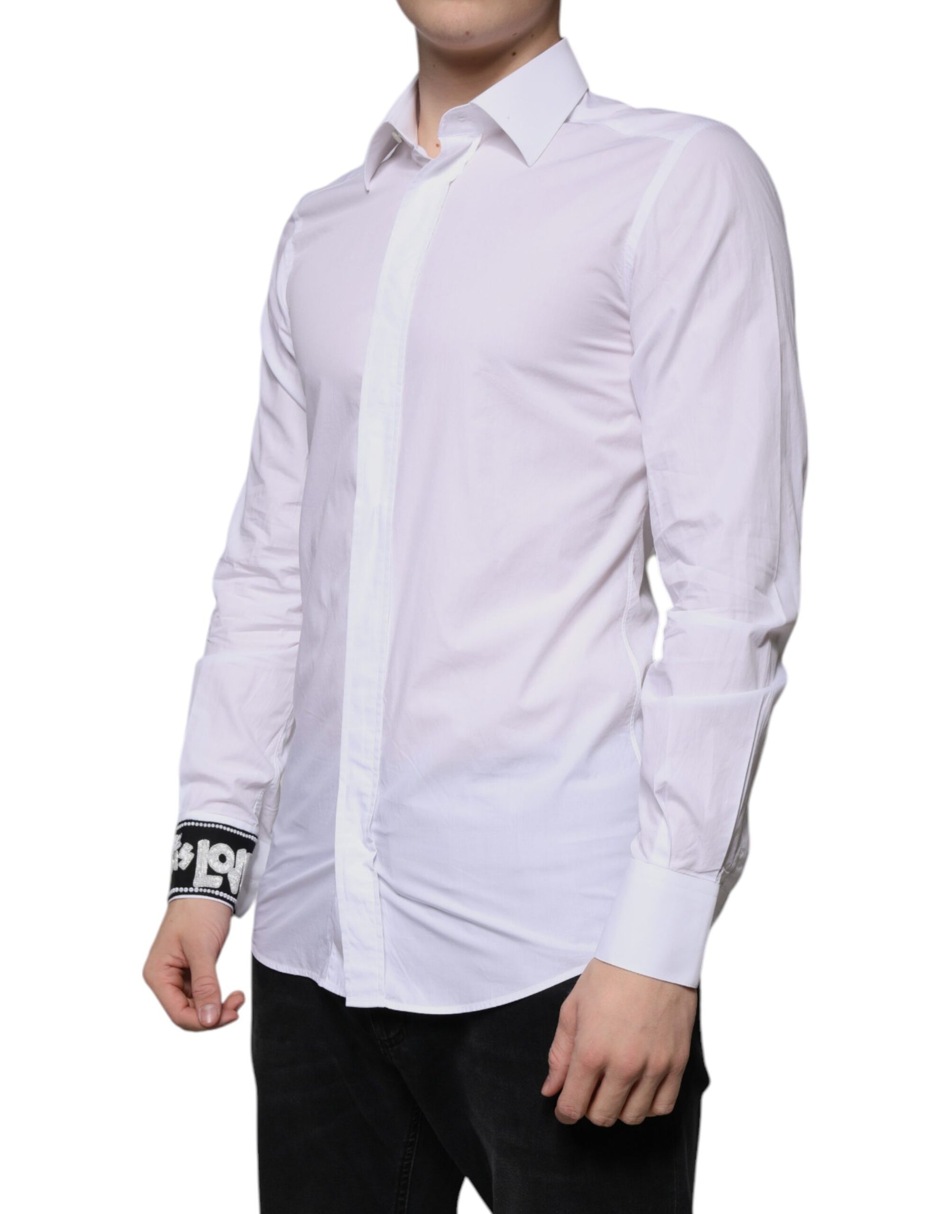 Chemise de soirée cintrée pour homme Dolce & Gabbana GOLD en coton blanc