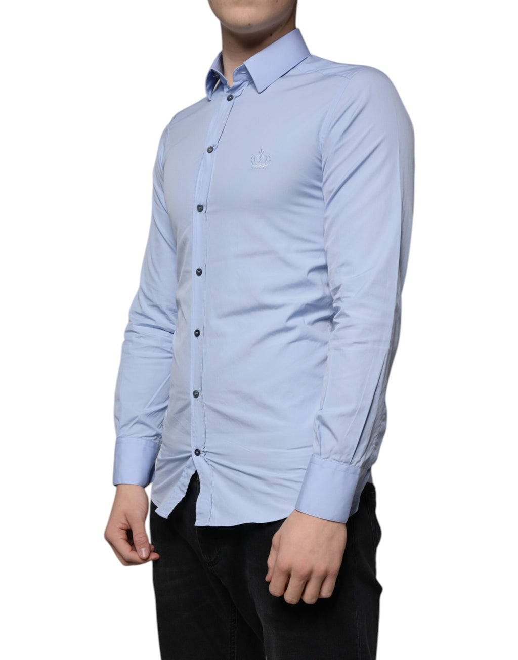 Chemise habillée Dolce & Gabbana GOLD en coton, coupe slim, bleu clair