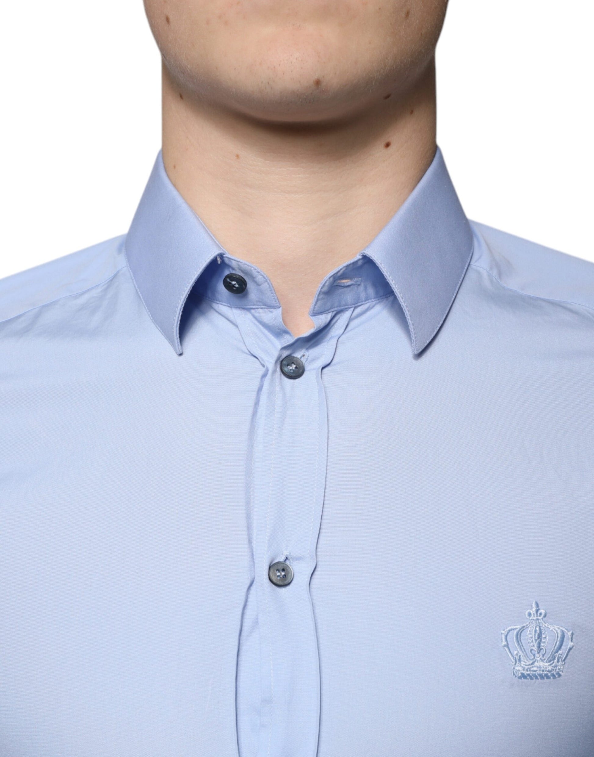 Chemise habillée Dolce & Gabbana GOLD en coton, coupe slim, bleu clair
