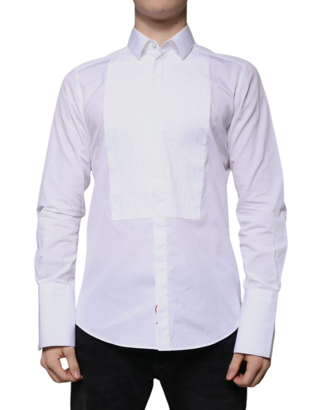 Chemise Homme Coton Popeline Blanche à Plastron Doré Dolce & Gabbana
