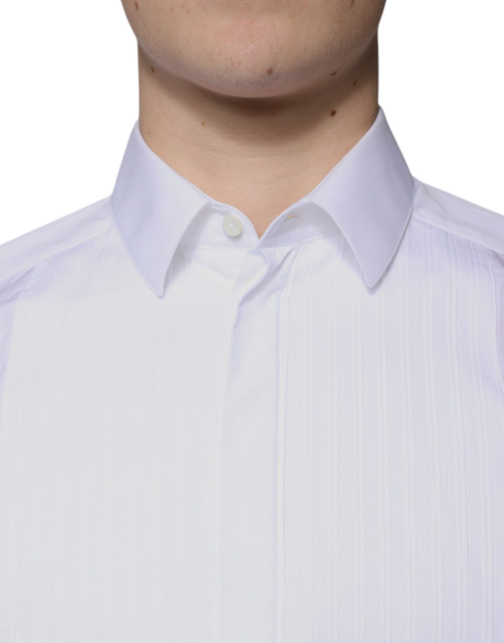 Chemise Homme Coton Popeline Blanche à Plastron Doré Dolce & Gabbana