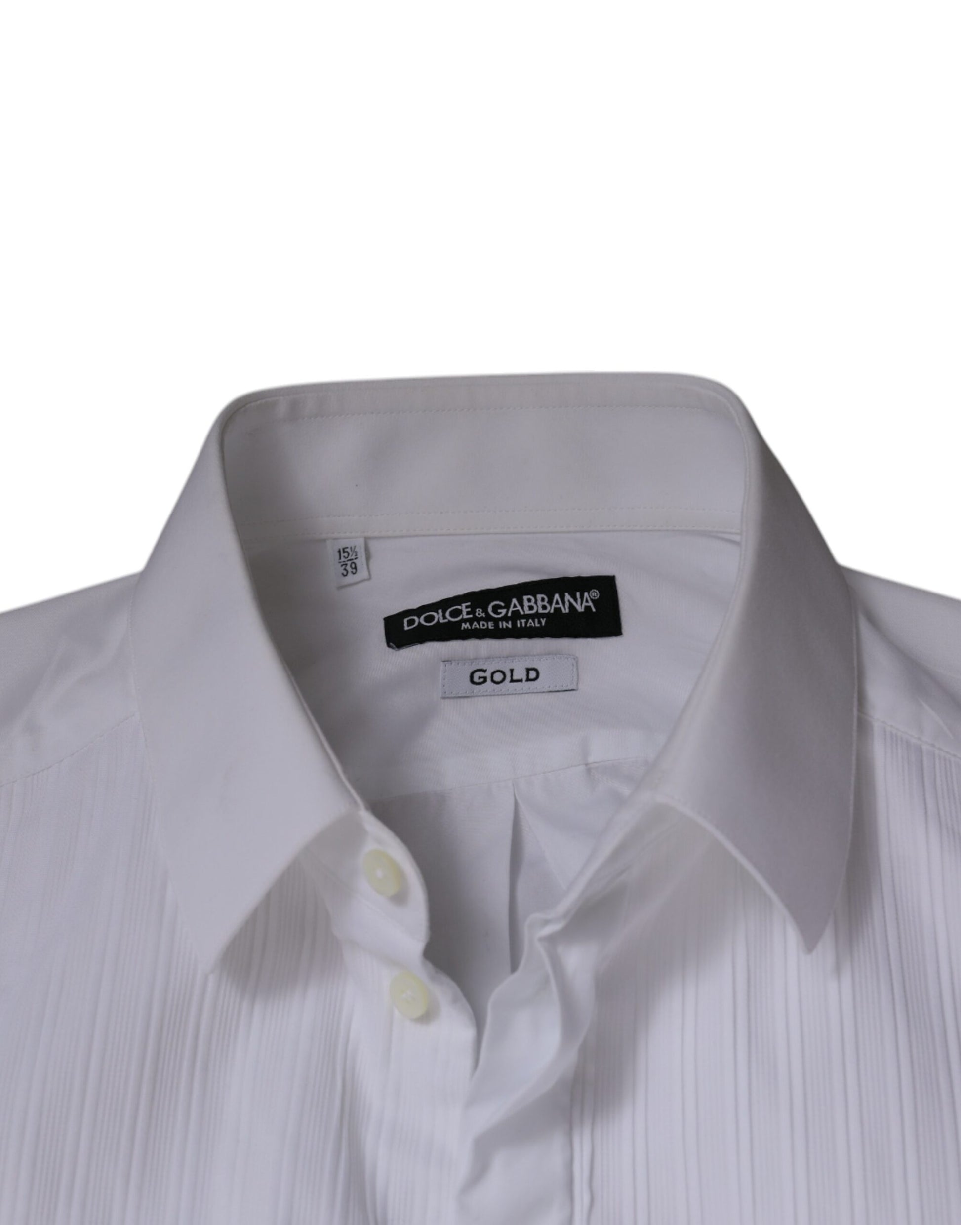 Chemise Homme Coton Popeline Blanche à Plastron Doré Dolce & Gabbana