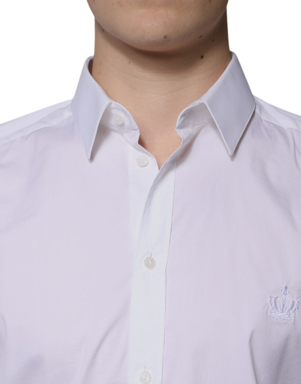 Chemise Habillée Dolce & Gabbana Dorée à Manches Longues en Coton Blanc