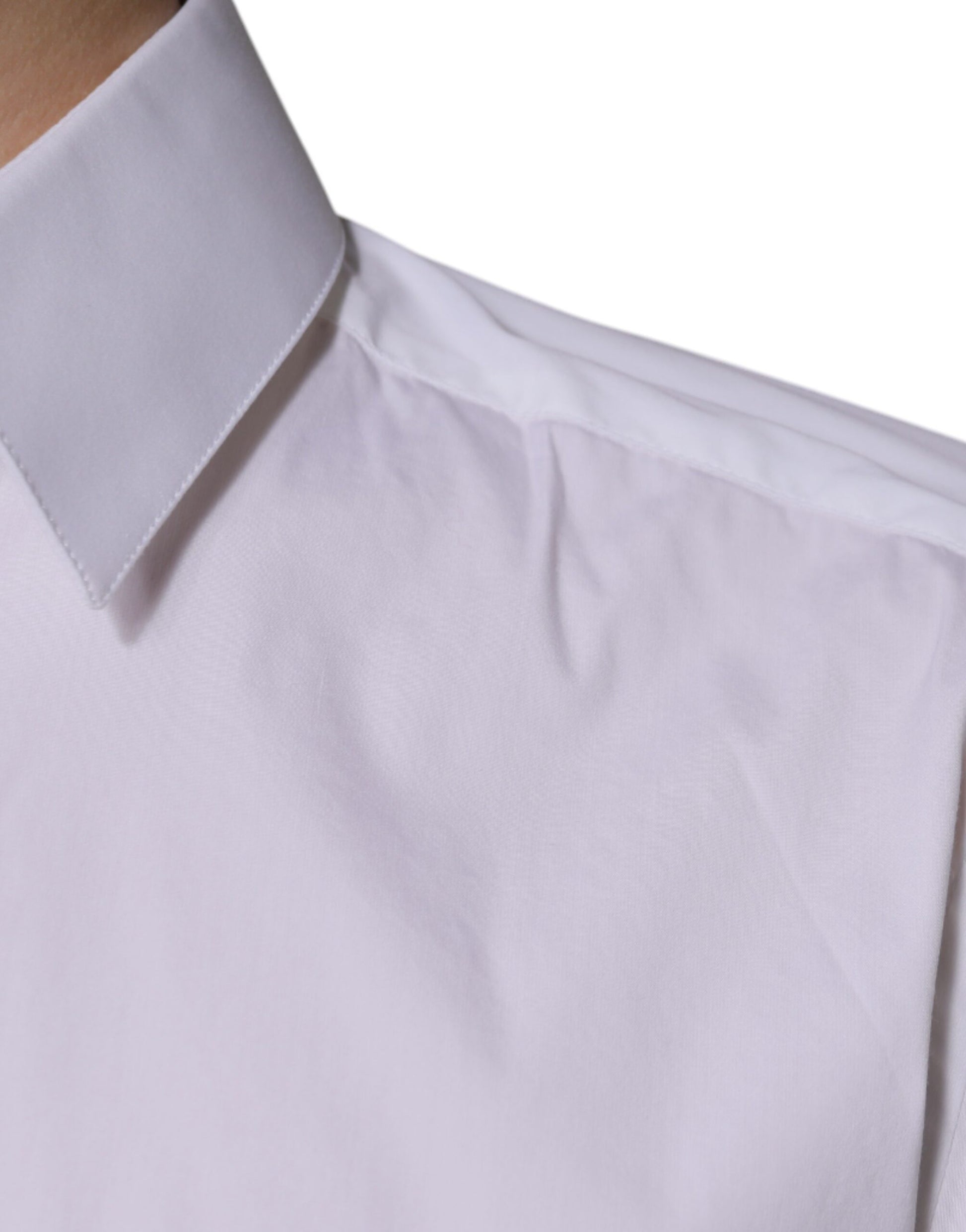 Chemise Habillée Dolce & Gabbana Dorée à Manches Longues en Coton Blanc