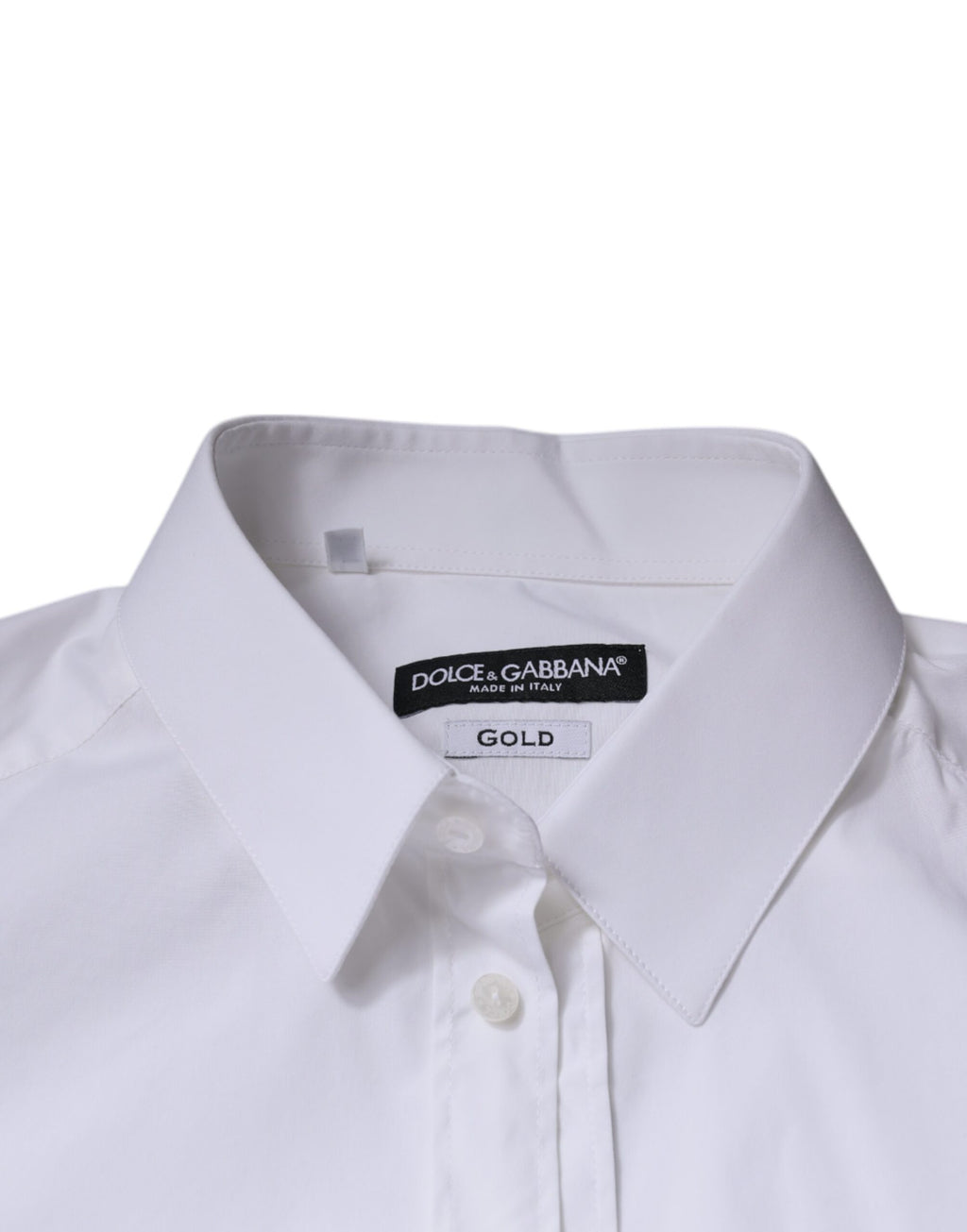 Chemise Habillée Dolce & Gabbana Dorée à Manches Longues en Coton Blanc