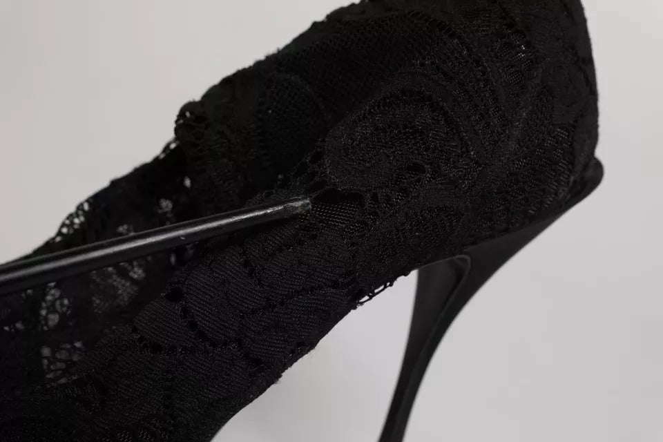 Bottes mi-mollet Dolce & Gabbana noires en dentelle extensible
