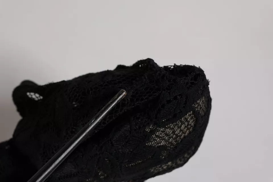 Bottes mi-mollet Dolce & Gabbana noires en dentelle extensible