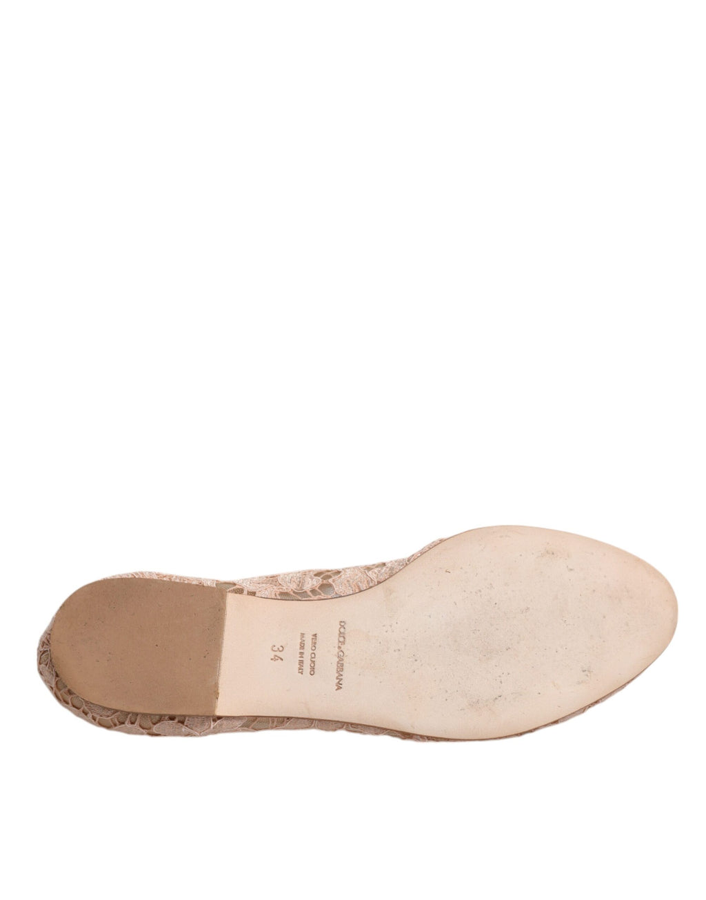 Chaussures Ballerines Mocassins en Dentelle Beige et Cristal Dolce & Gabbana