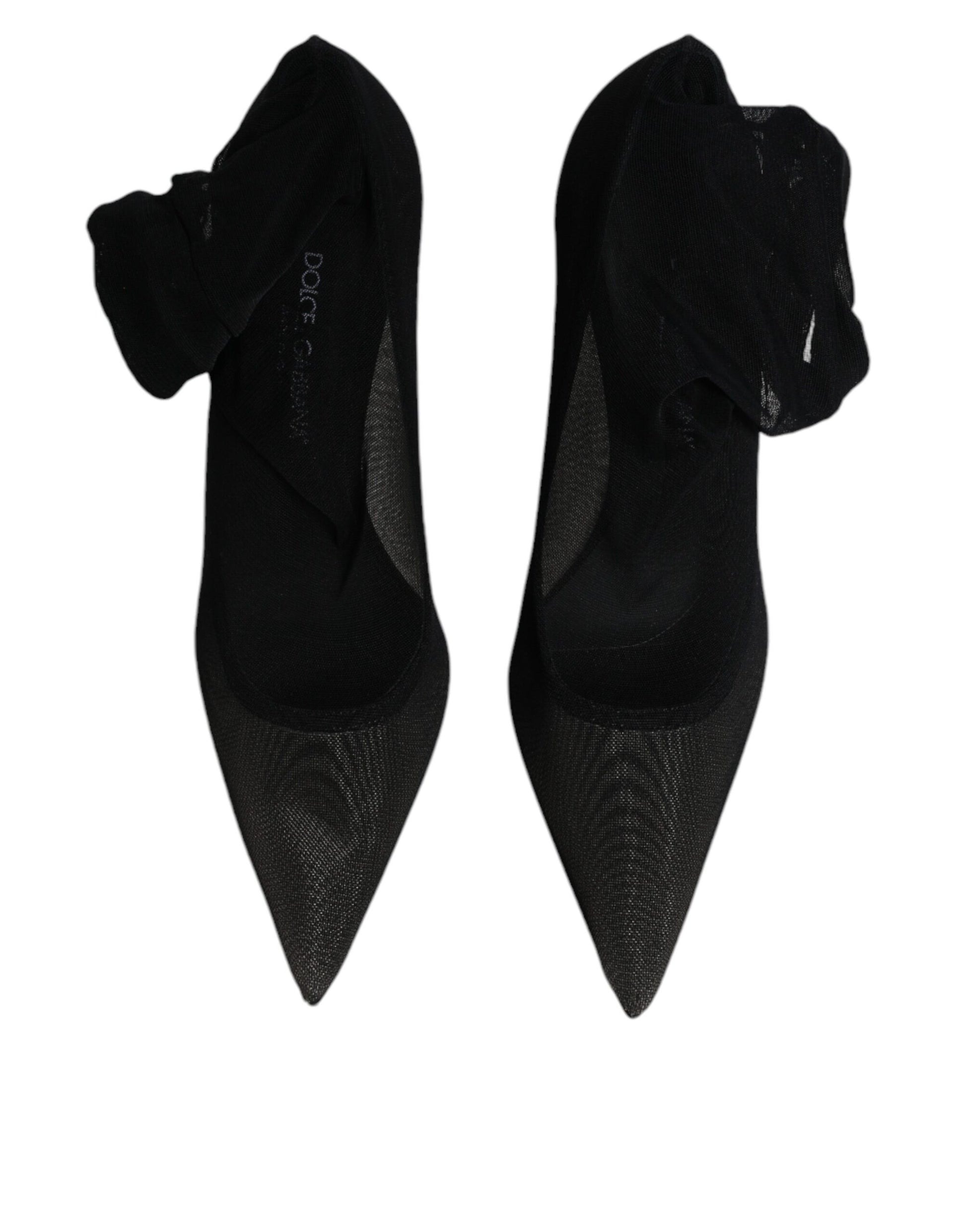 Chaussures bottes style chaussettes en maille de viscose noire Dolce & Gabbana