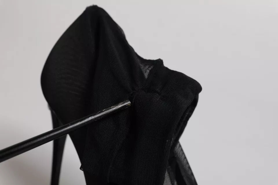 Chaussures bottes style chaussettes en maille de viscose noire Dolce & Gabbana