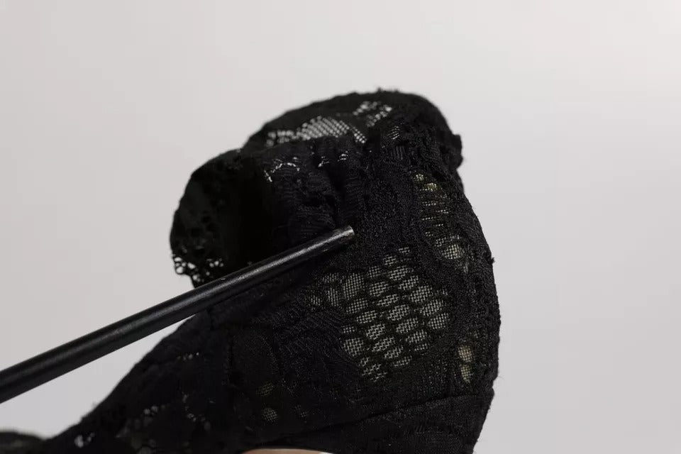 Bottes mi-mollet Dolce & Gabbana noires en dentelle extensible