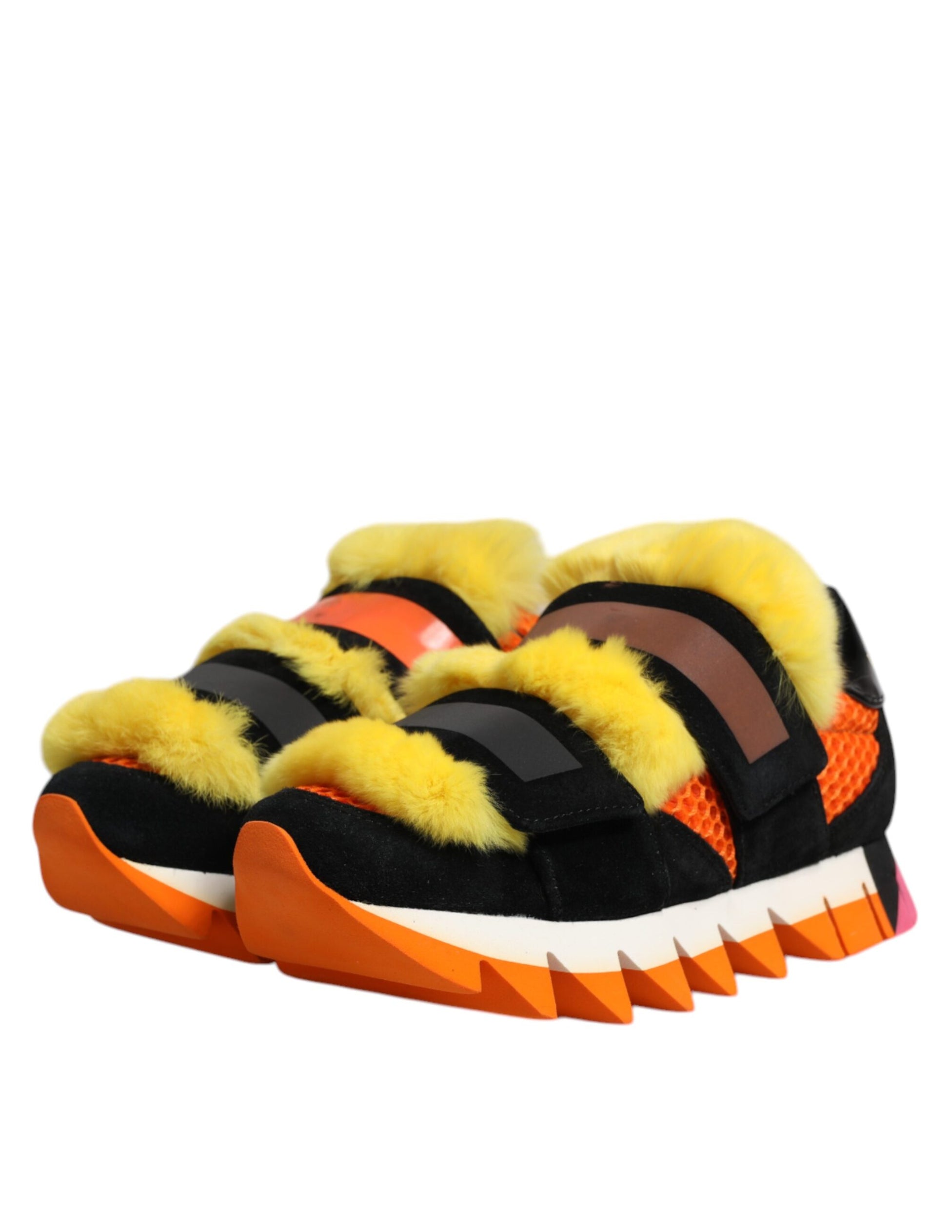 Baskets Dolce & Gabbana multicolores ornées de fourrure