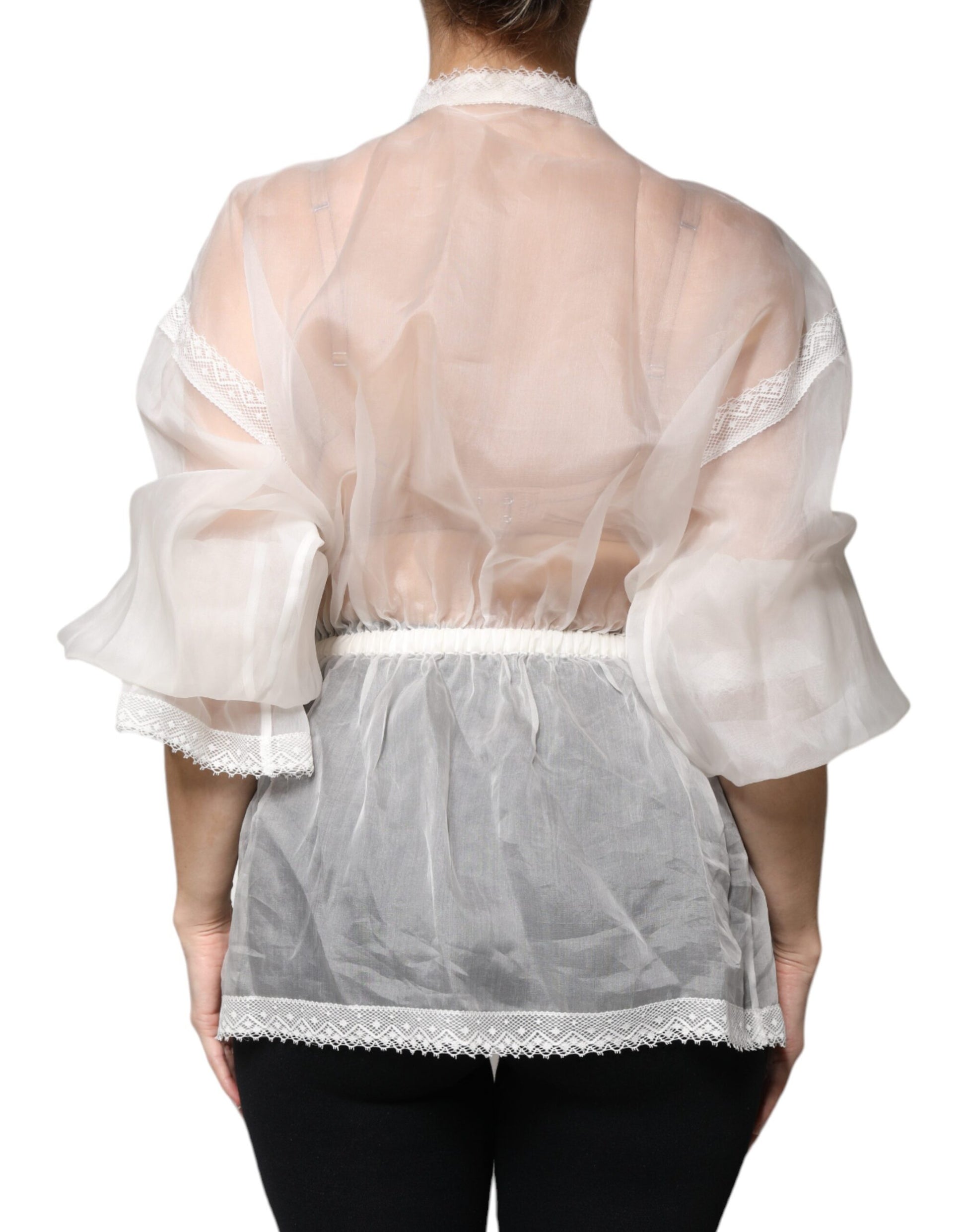 Chemisier Dolce & Gabbana blanc à col lavallière et manches longues
