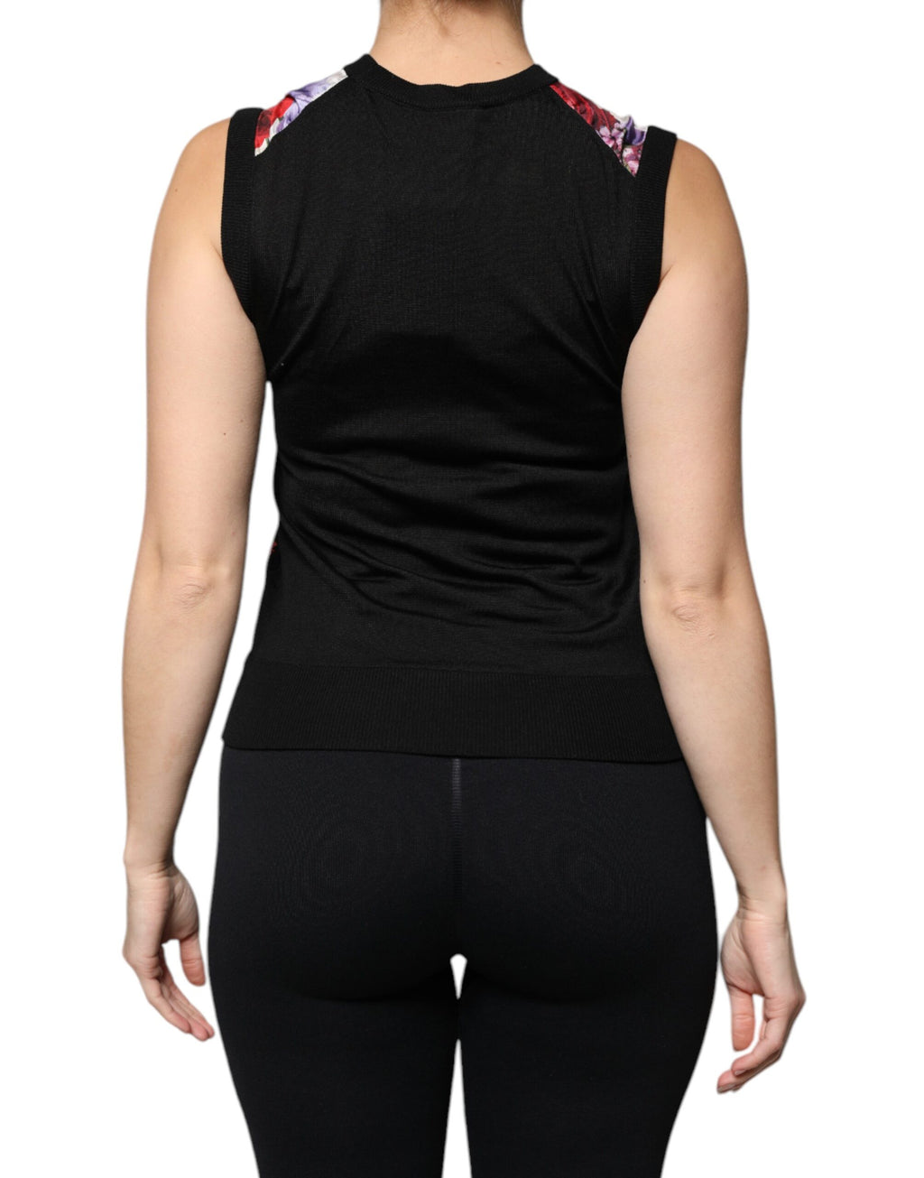 Haut/débardeur sans manches en soie à imprimé floral multicolore Dolce & Gabbana