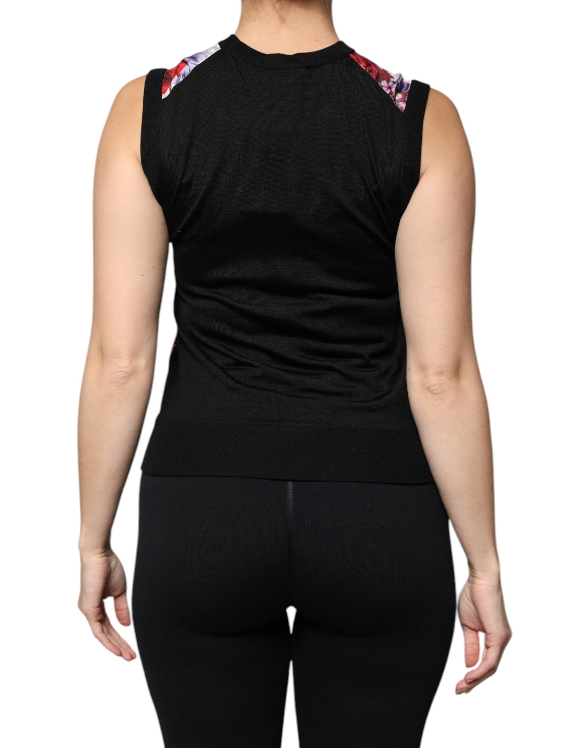 Haut/débardeur sans manches en soie à imprimé floral multicolore Dolce & Gabbana